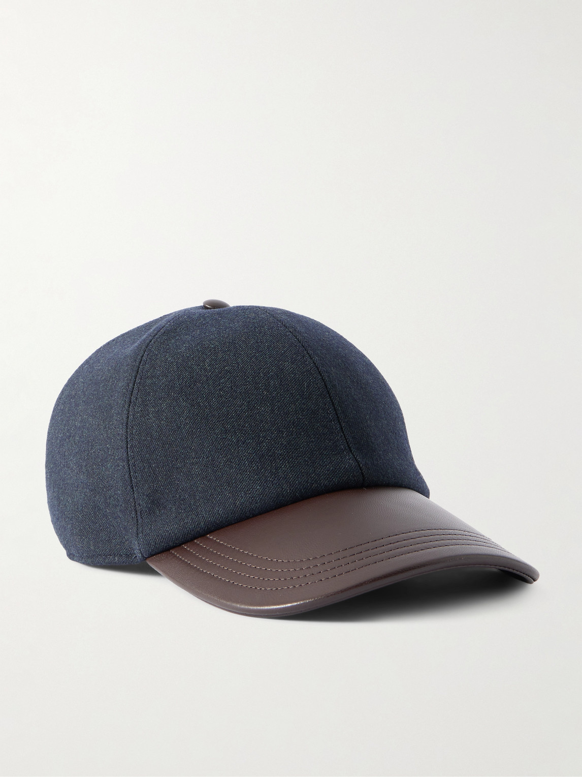Berluti Logo-Embroidered Leather-Trimmed Wool-Blend Baseball Capen
