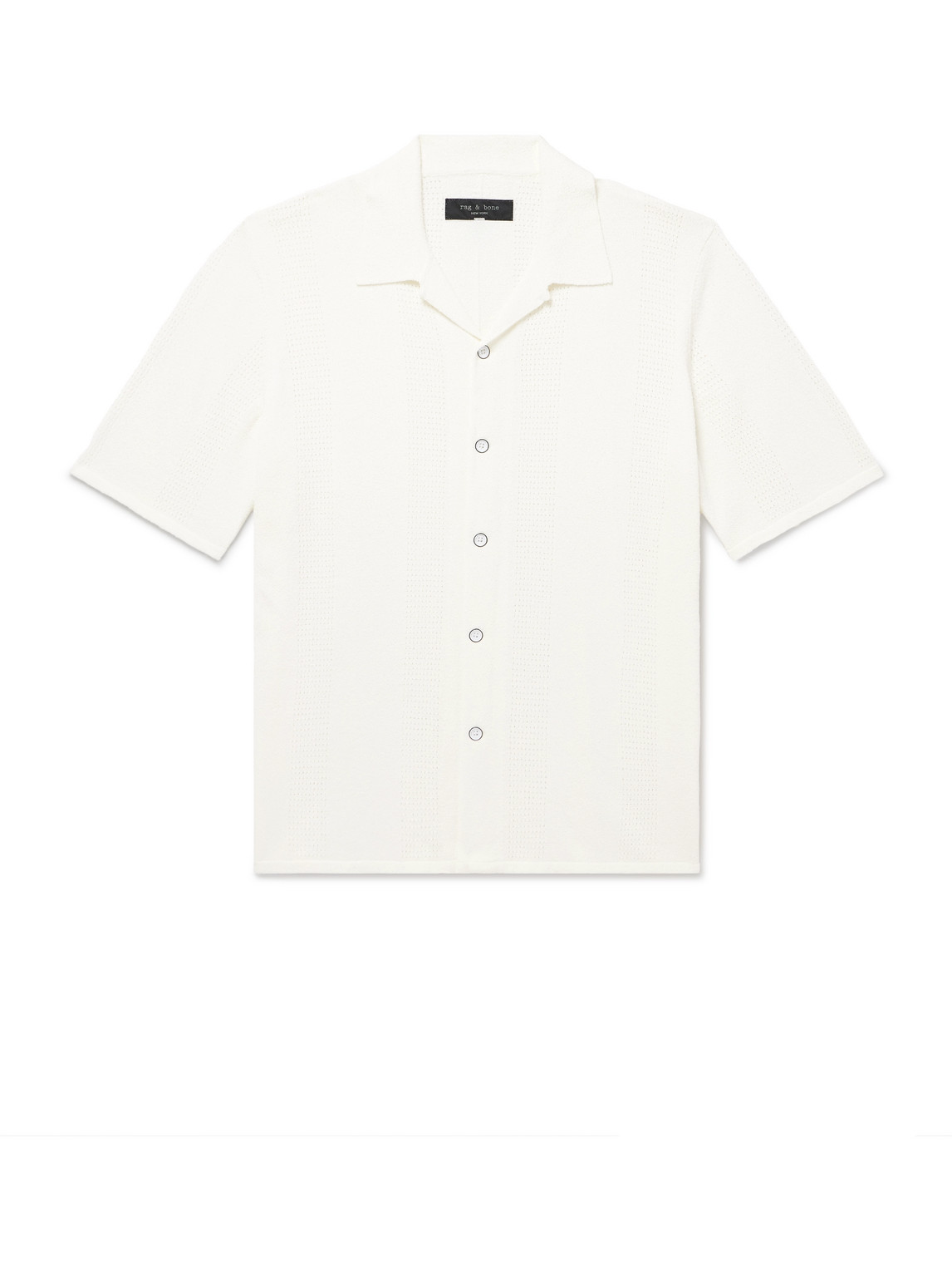 Rag & Bone Avery Camp-collar Honeycomb-knit Cotton-blend Terry Shirt In White