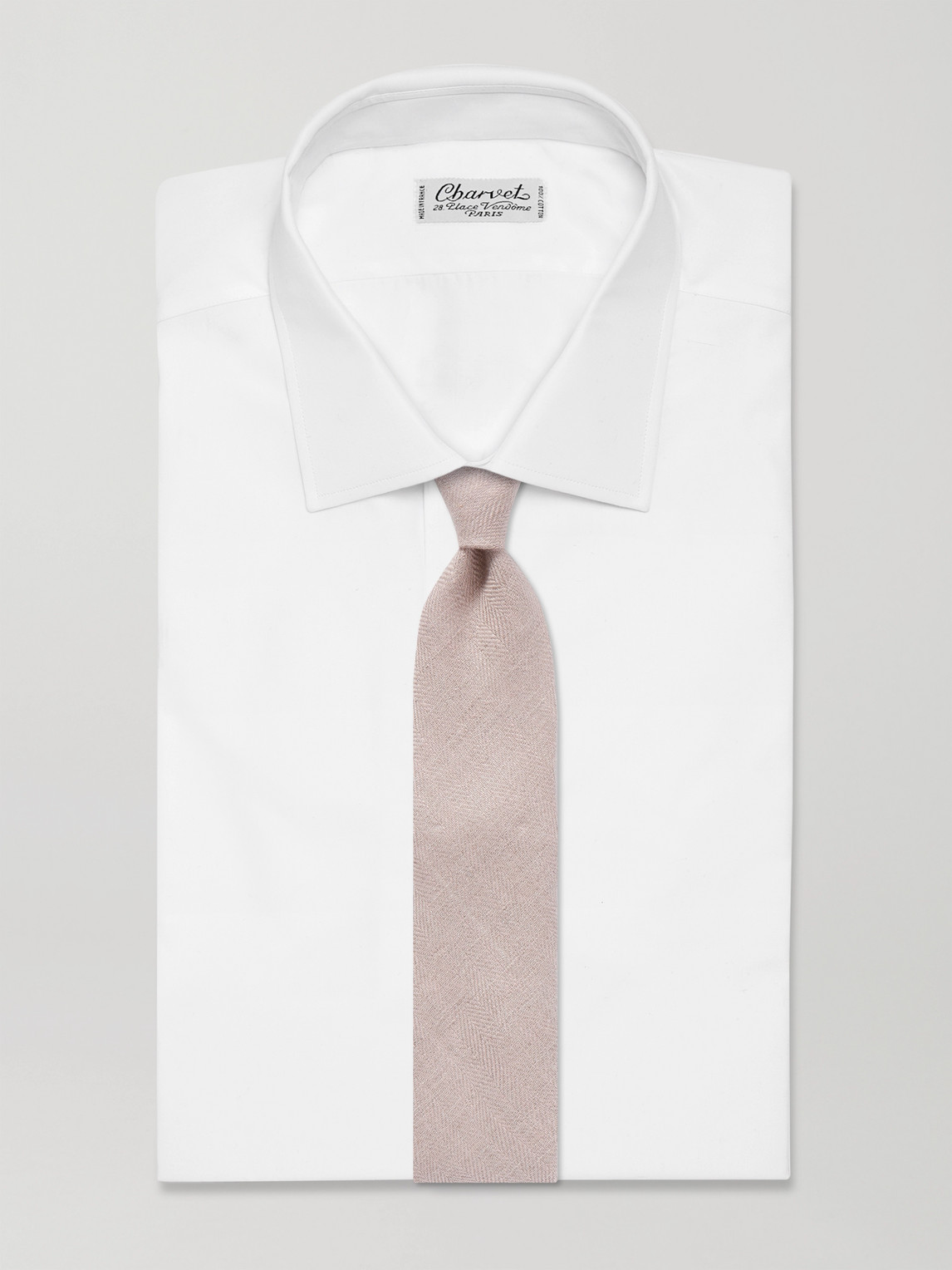 Oliver Spencer 8cm The Southwell Herringbone Linen Tie