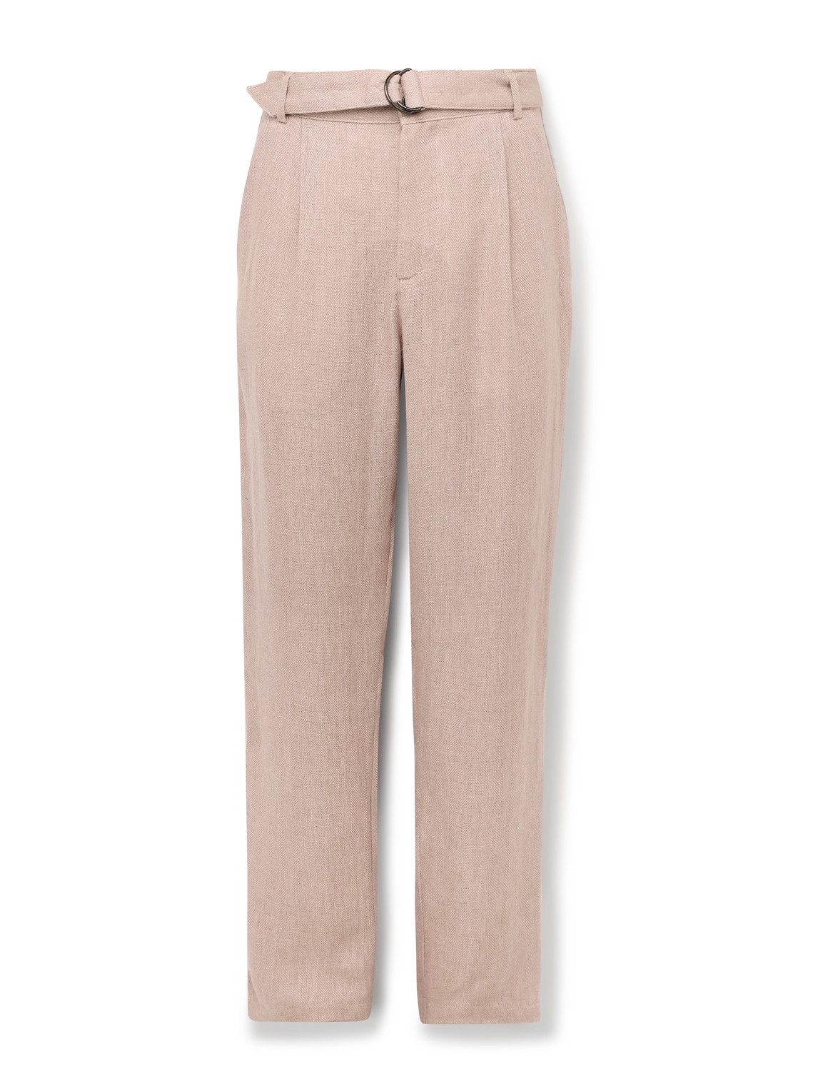 Oliver Spencer Southwell Tapered Belted Herringbone Linen Trousers