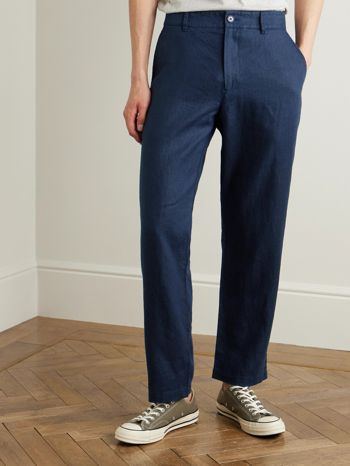 Aden 1454 Straight-Leg Woven Linen Trousers