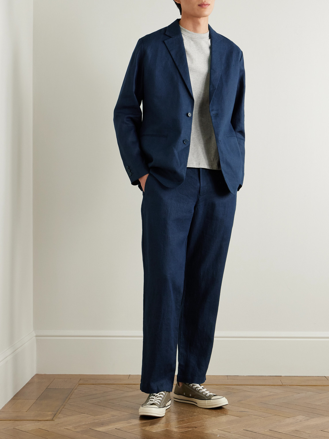 Aden 1454 Straight-Leg Woven Linen Trousers