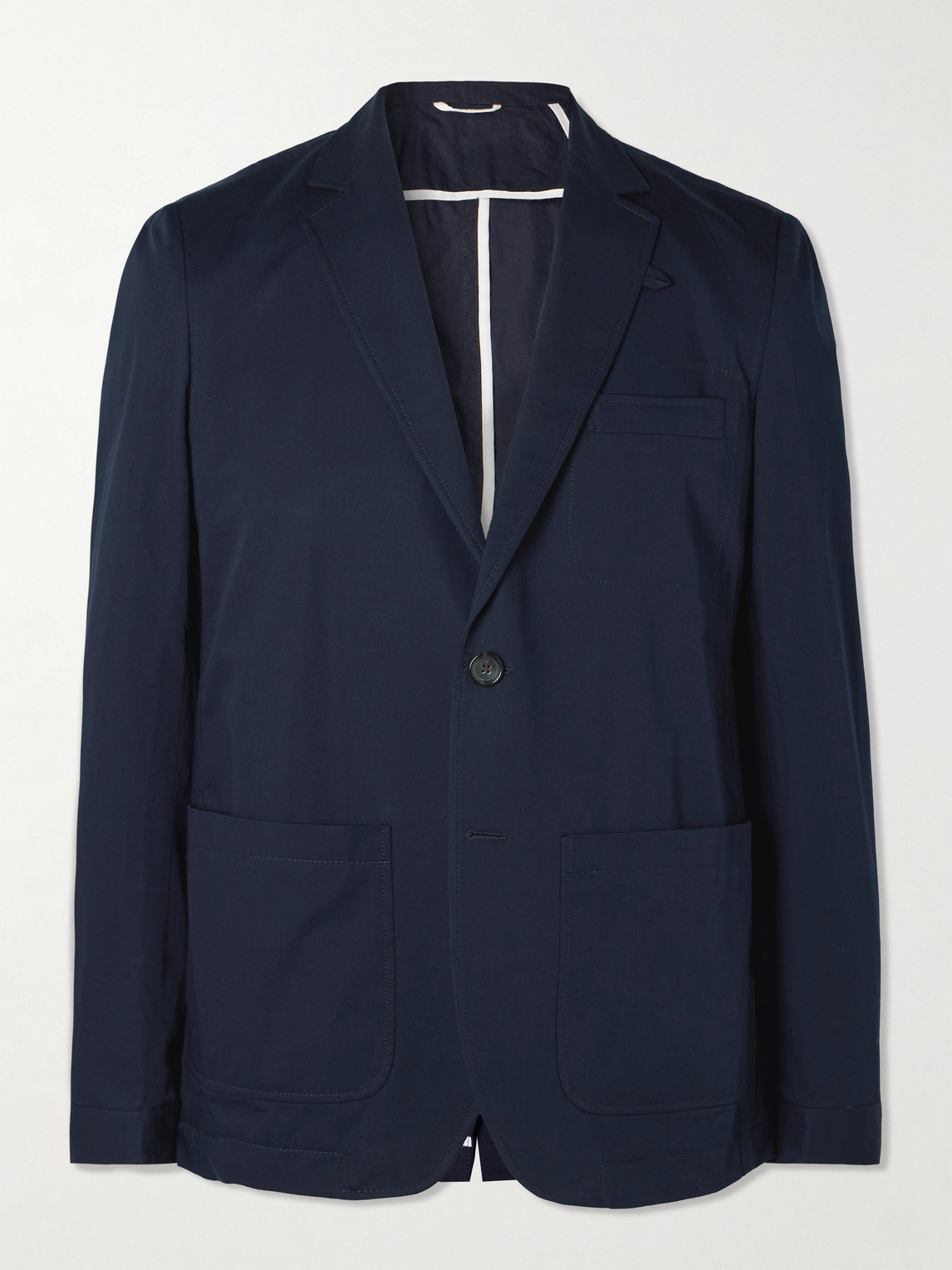 Oliver Spencer Theobald Slim-fit Unstructured Cotton Suit Jacket In Blue
