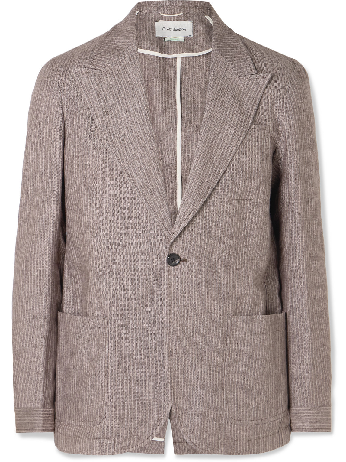 Oliver Spencer Laurel Unstructured Striped Linen Suit Jacket