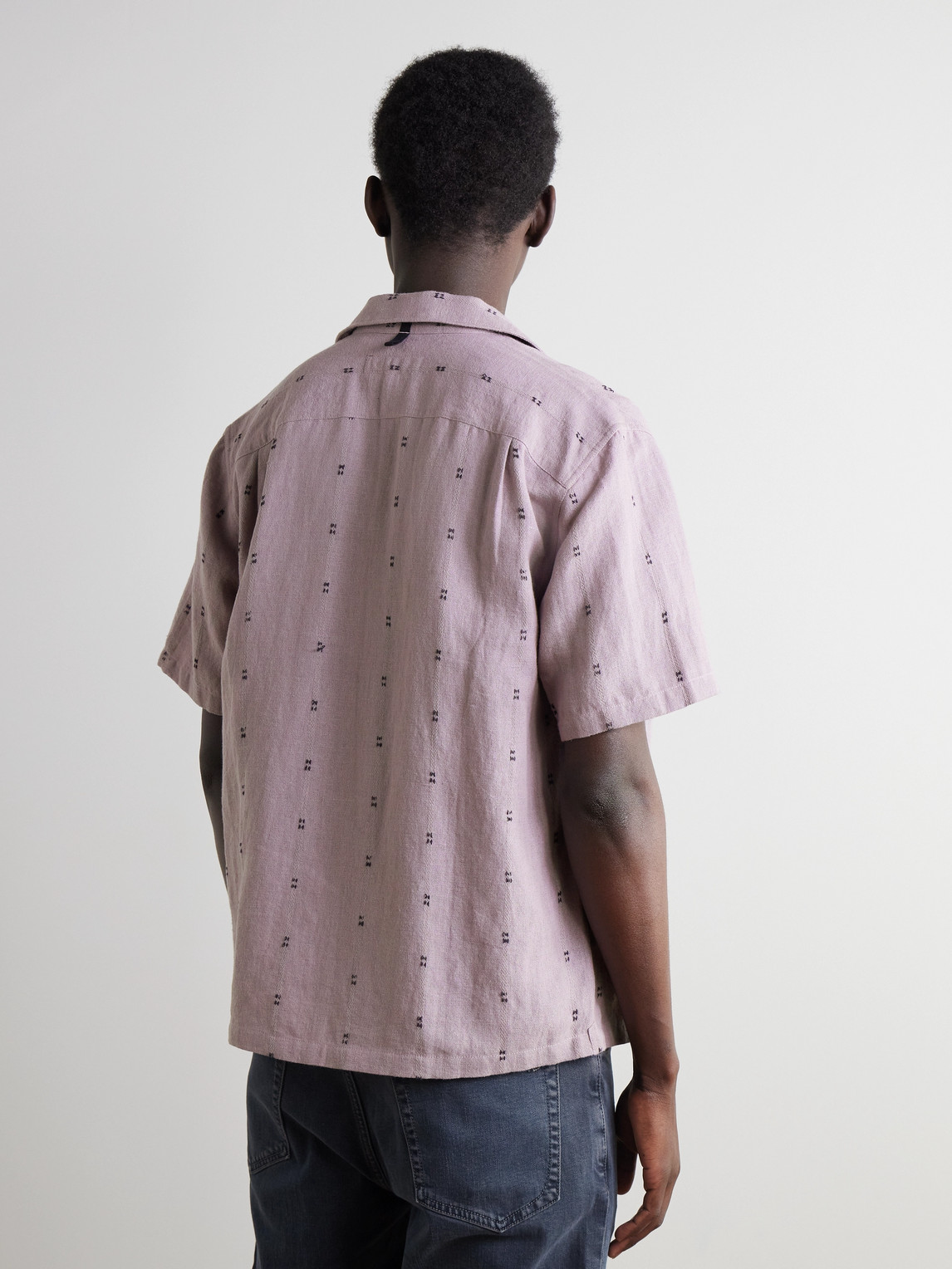 Rag & Bone Avery Camp-collar Embroidered Linen Shirt In Purple