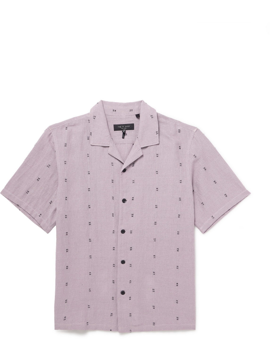 Rag & Bone Avery Camp-collar Embroidered Linen Shirt In Purple