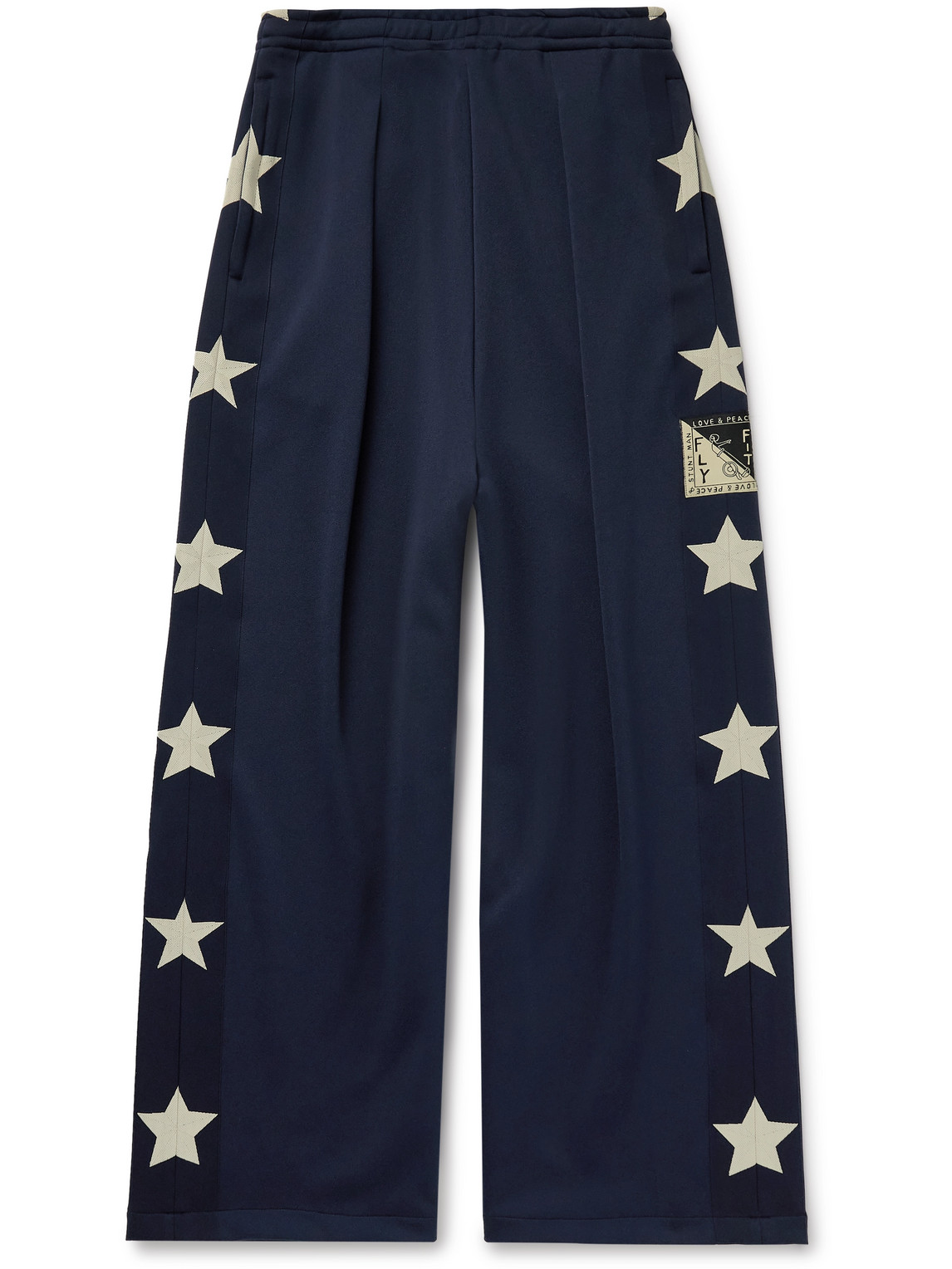 Wide-Leg Pleated Logo-Appliquéd Tech-Jersey Jacquard Track Pants