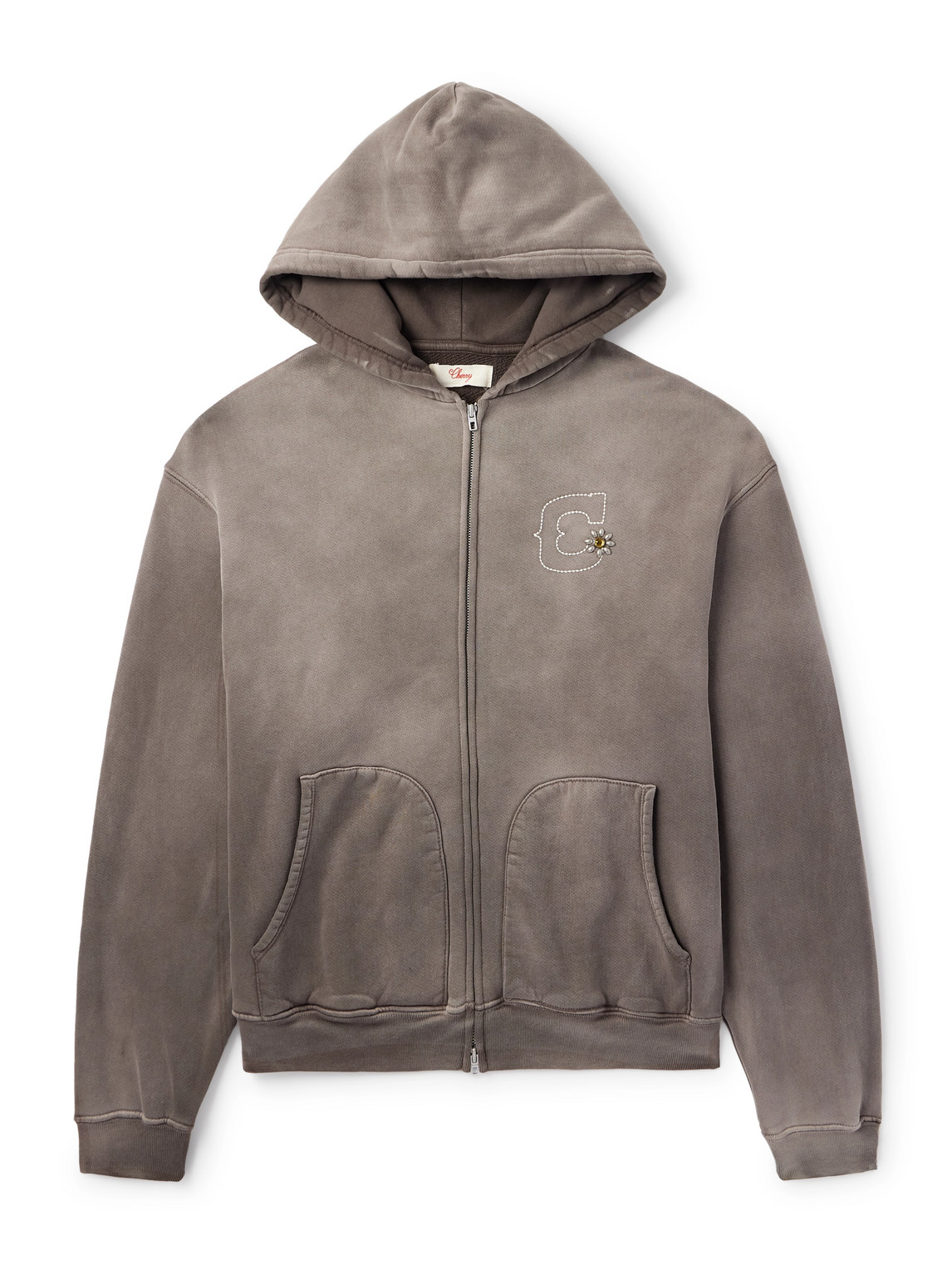 Logo-Embroidered Cotton-Jersey Zip-Up Hoodie