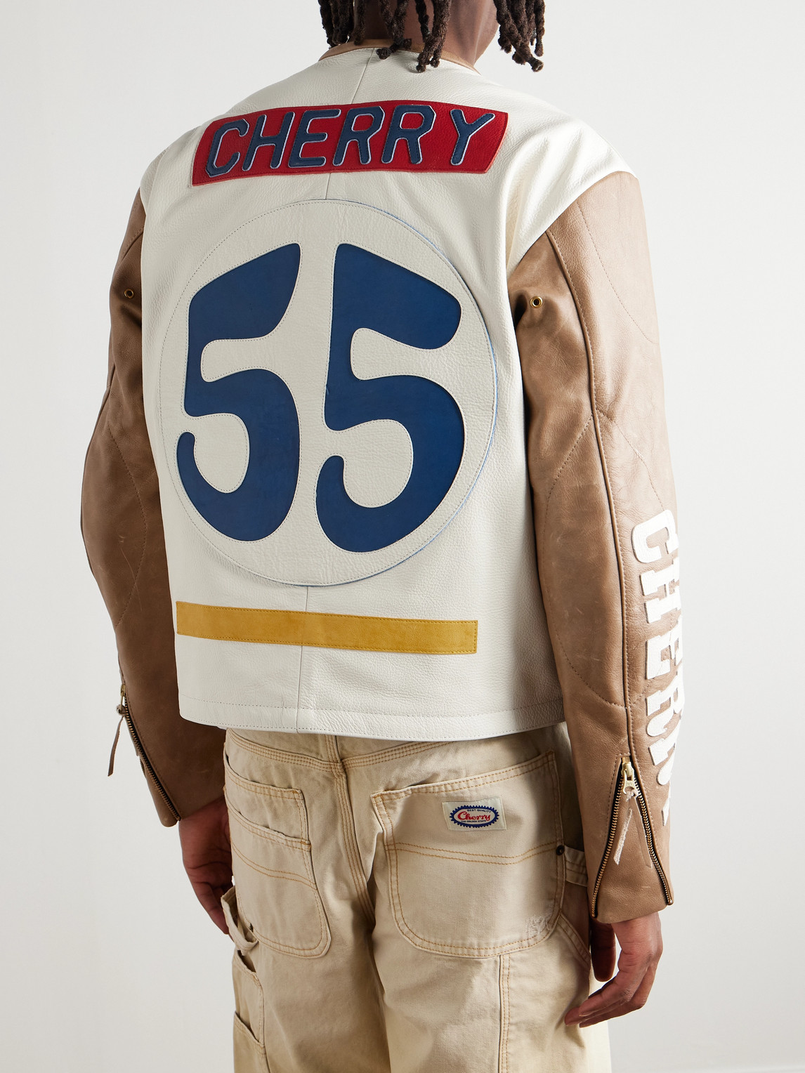 Cherry Los Angeles Vanson Logo-appliquéd Full-grain Leather Jacket In Multi