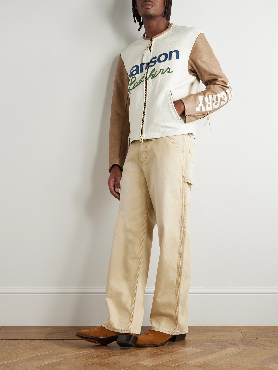 Cherry Los Angeles Vanson Logo-appliquéd Full-grain Leather Jacket In Multi