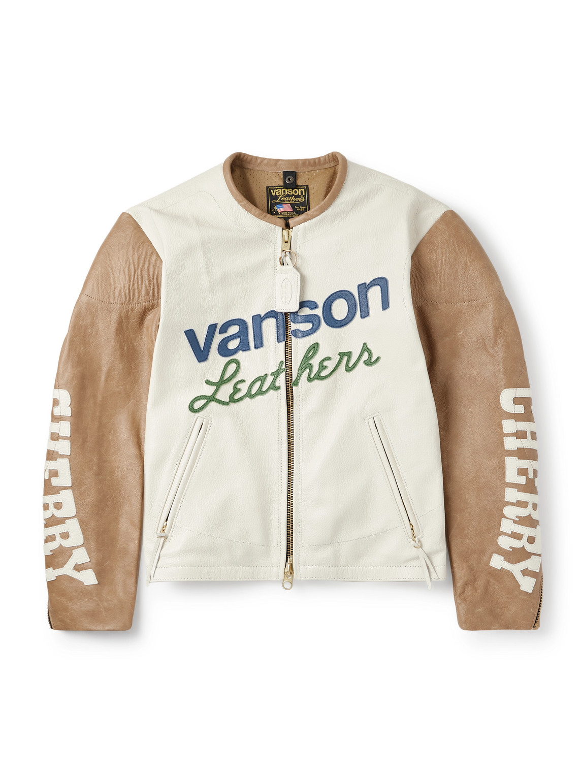 Cherry Los Angeles Vanson Logo-appliquéd Full-grain Leather Jacket In Multi
