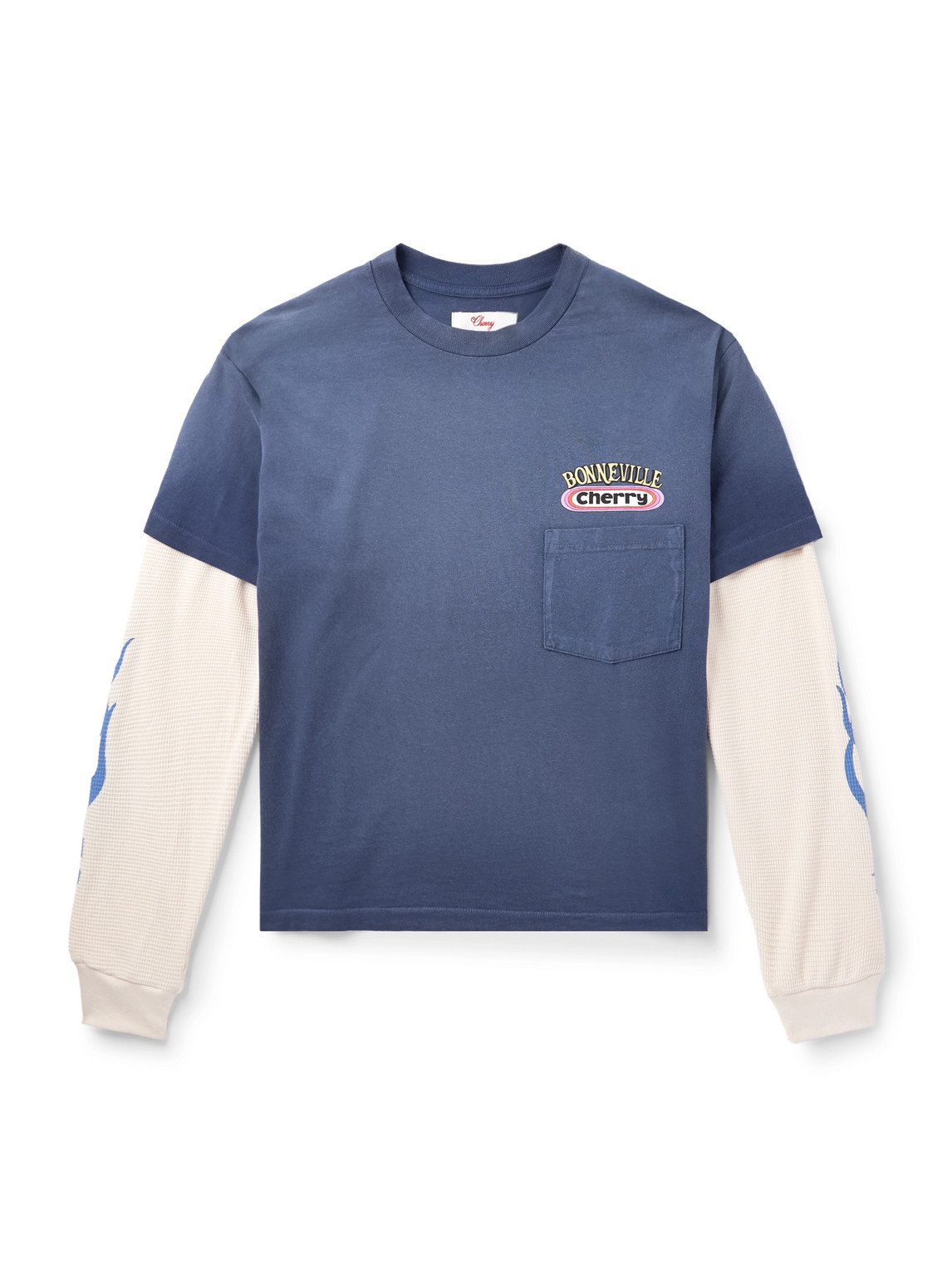 Bonneville Logo-Print Layered Cotton-Jersey and Waffle-Knit T-Shirt