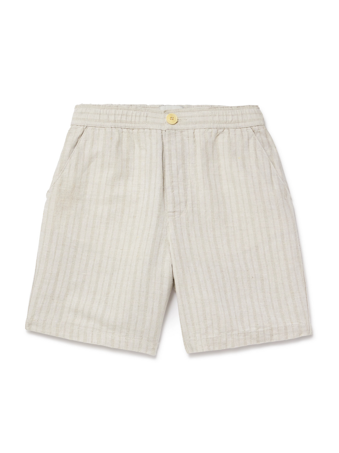 Oliver Spencer Osborne Straight-leg Striped Linen And Cotton-blend Shorts