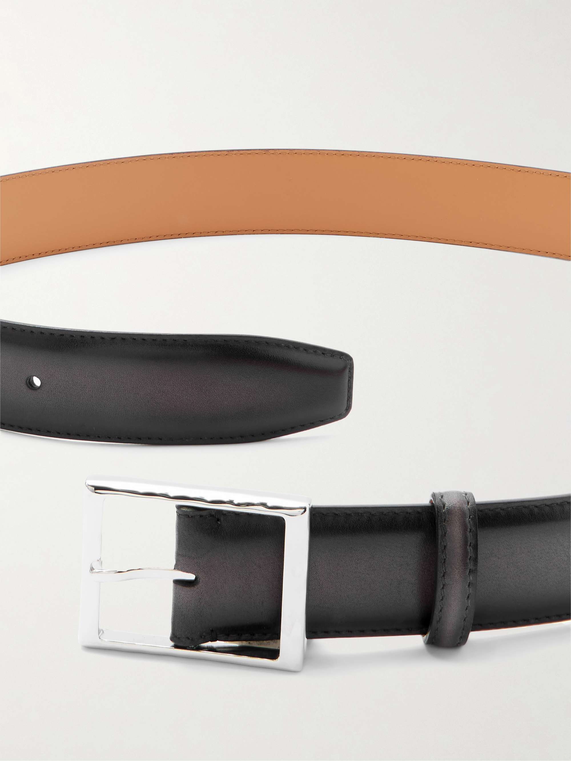 BERLUTI Klassischer Gürtel aus schwarzem Leder. 3,5 cm
