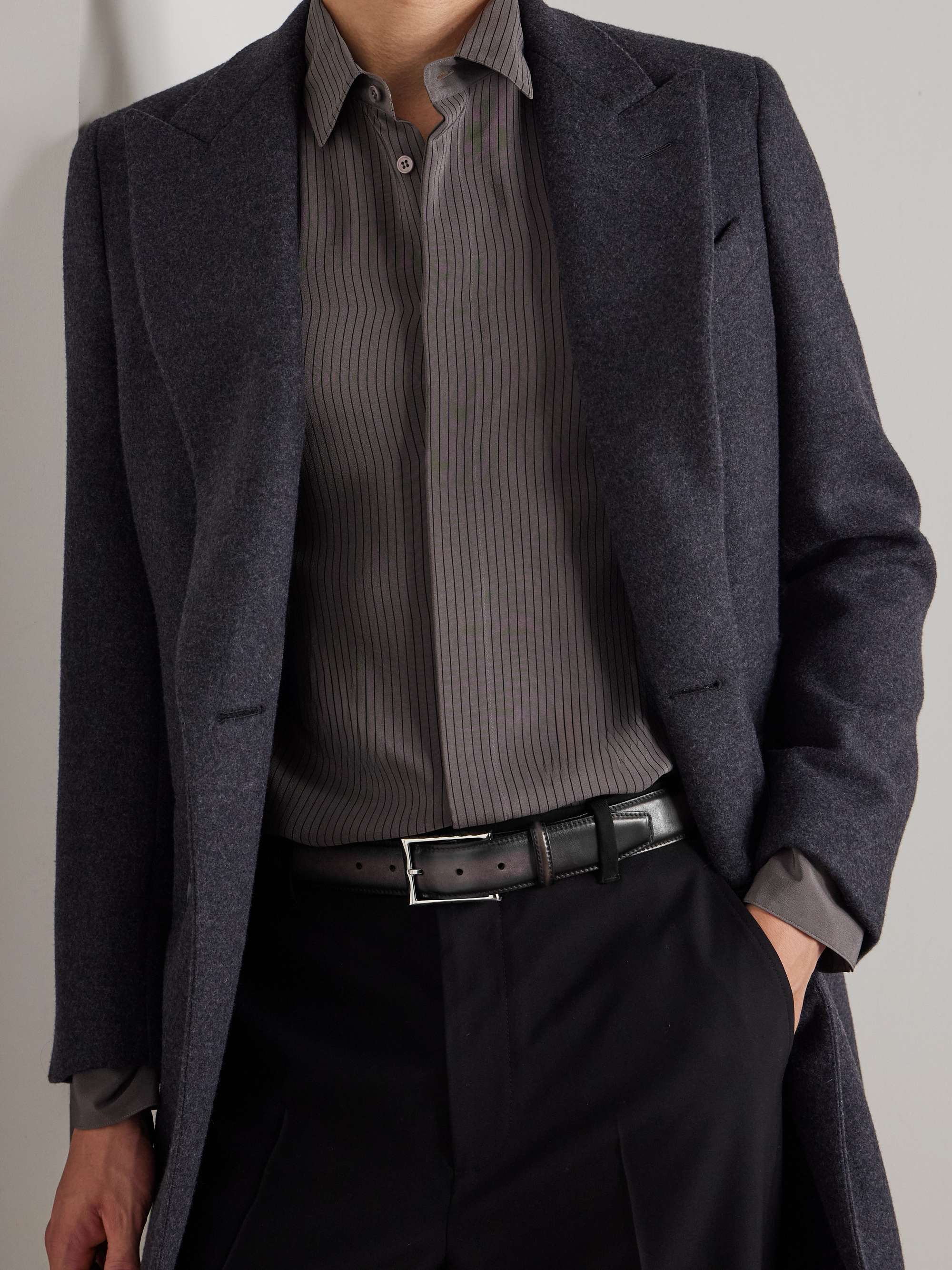 BERLUTI Klassischer Gürtel aus schwarzem Leder. 3,5 cm