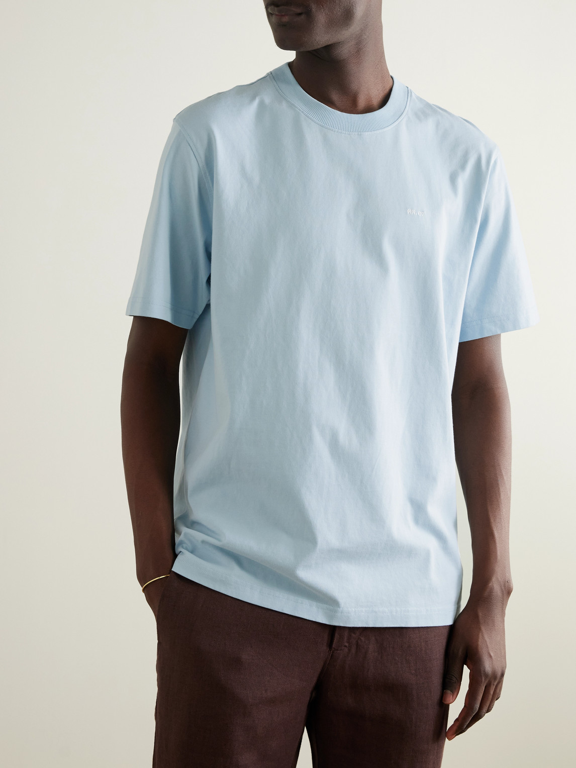 Nn07 Adam 3209 Logo-embroidered Pima Cotton-jersey T-shirt