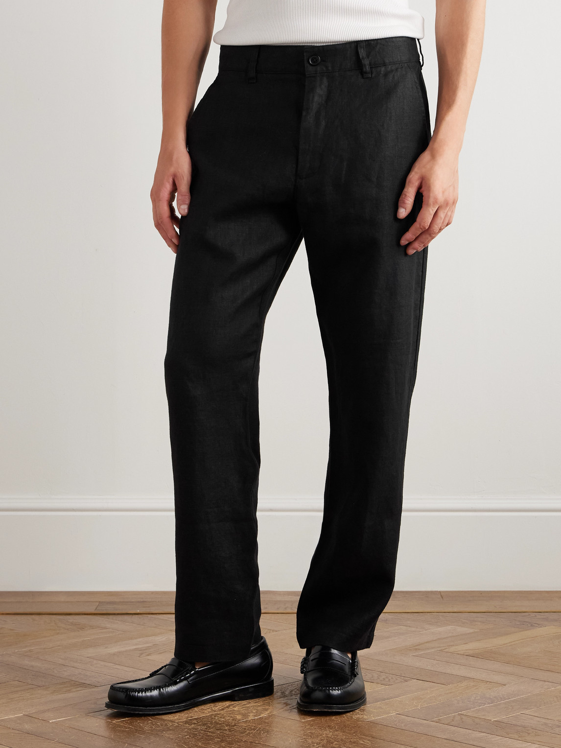 Aden 1454 Straight-Leg Woven Linen Trousers
