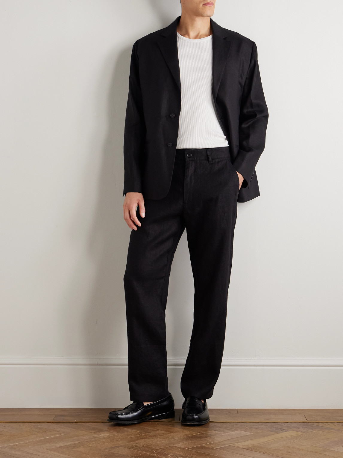 Aden 1454 Straight-Leg Woven Linen Trousers