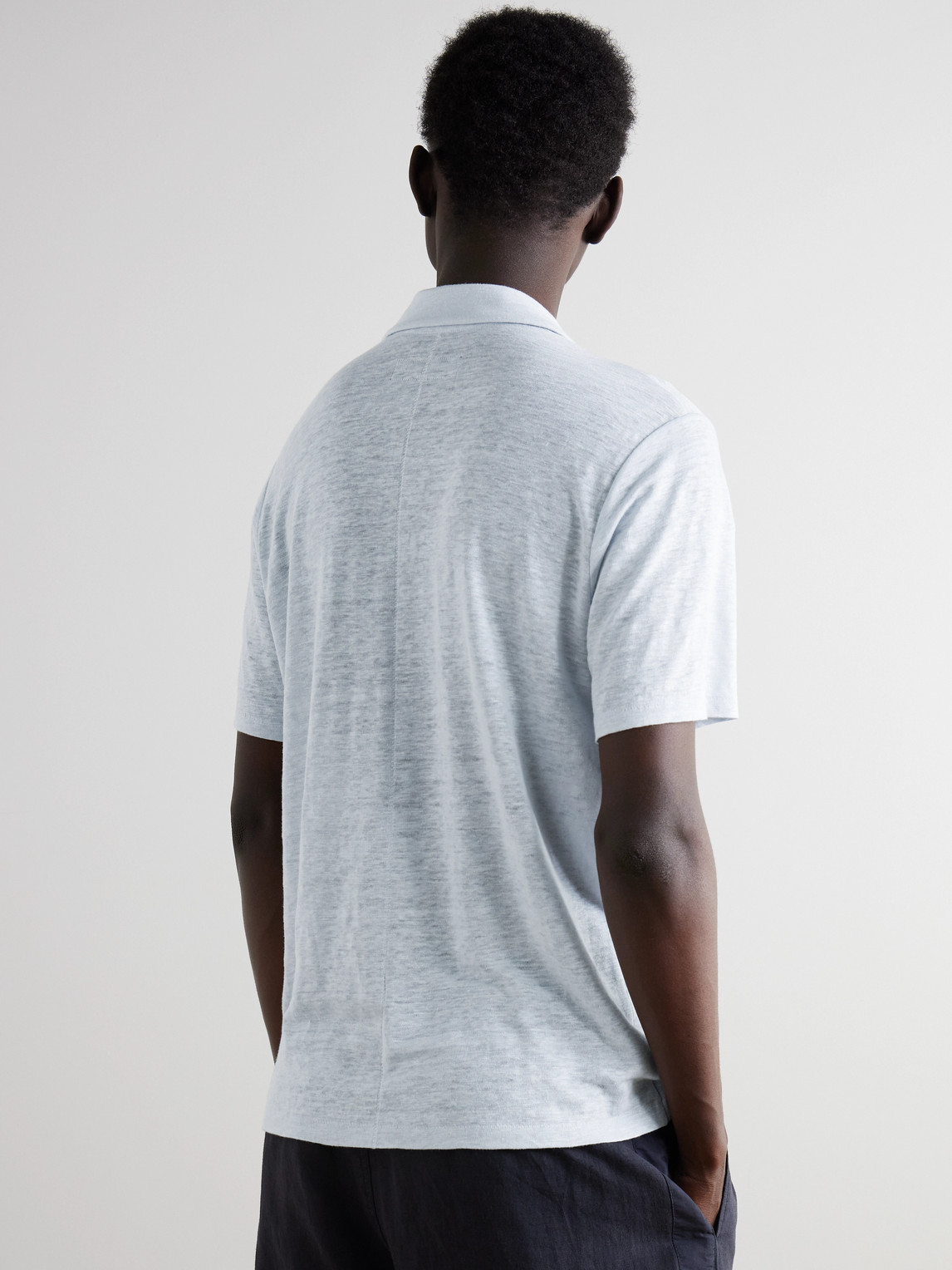Rag & Bone Johnny Linen Polo Shirt In Blue
