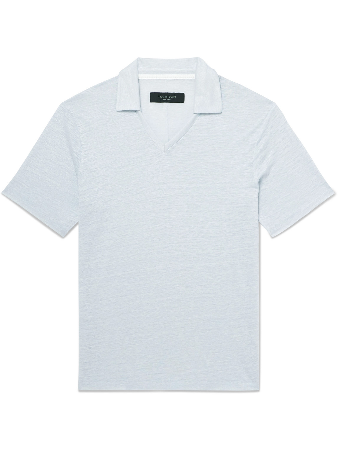 Rag & Bone Johnny Linen Polo Shirt In Blue