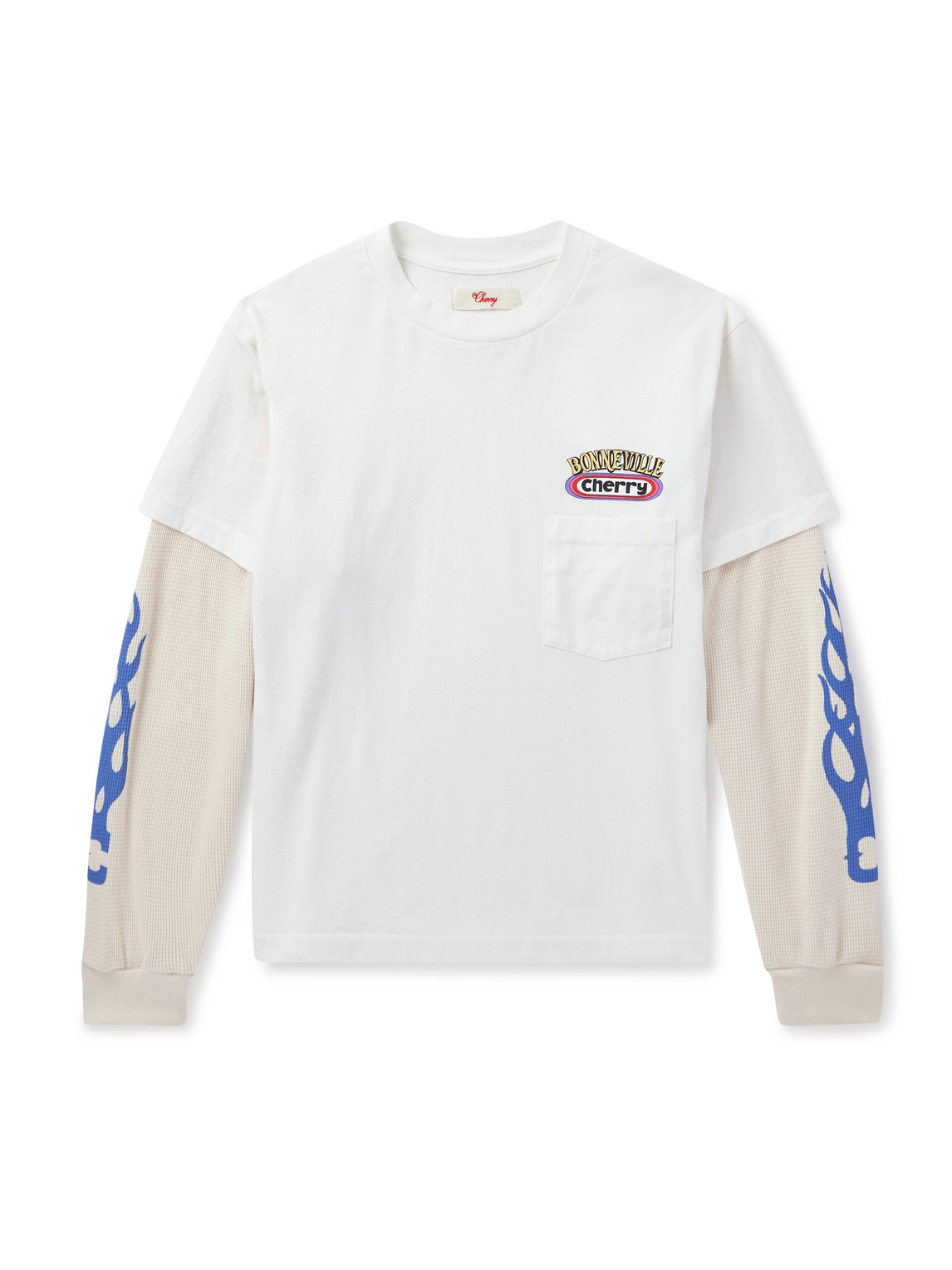 Bonneville Logo-Print Layered Cotton-Jersey and Waffle-Knit T-Shirt