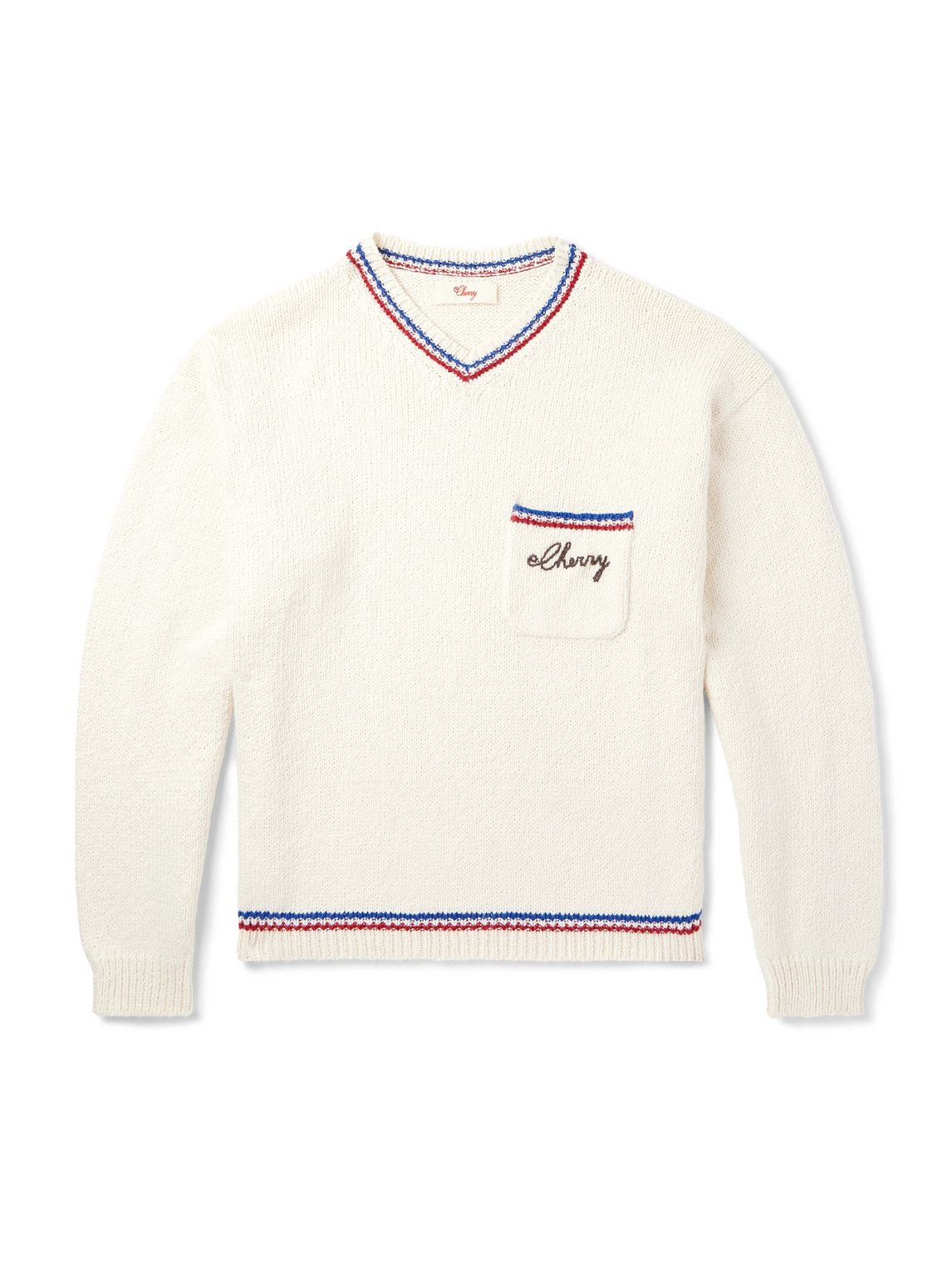 Striped Embroidered Cotton-Jersey Sweater