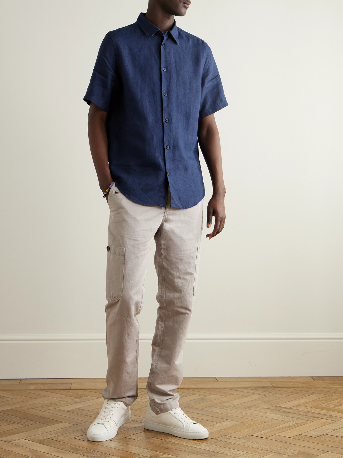 Nn07 Enzo 5708 Linen Shirt In Blue