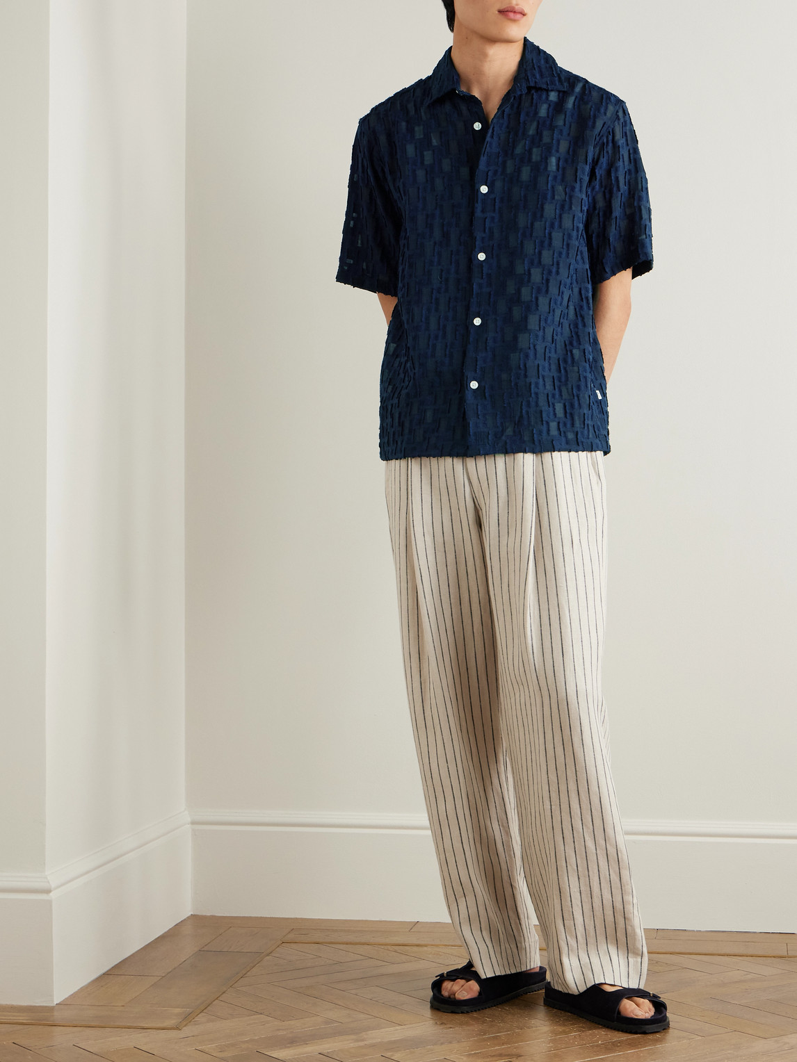 Nn07 Freddy 5025 Ecovero™-blend Jacquard Shirt In Blue