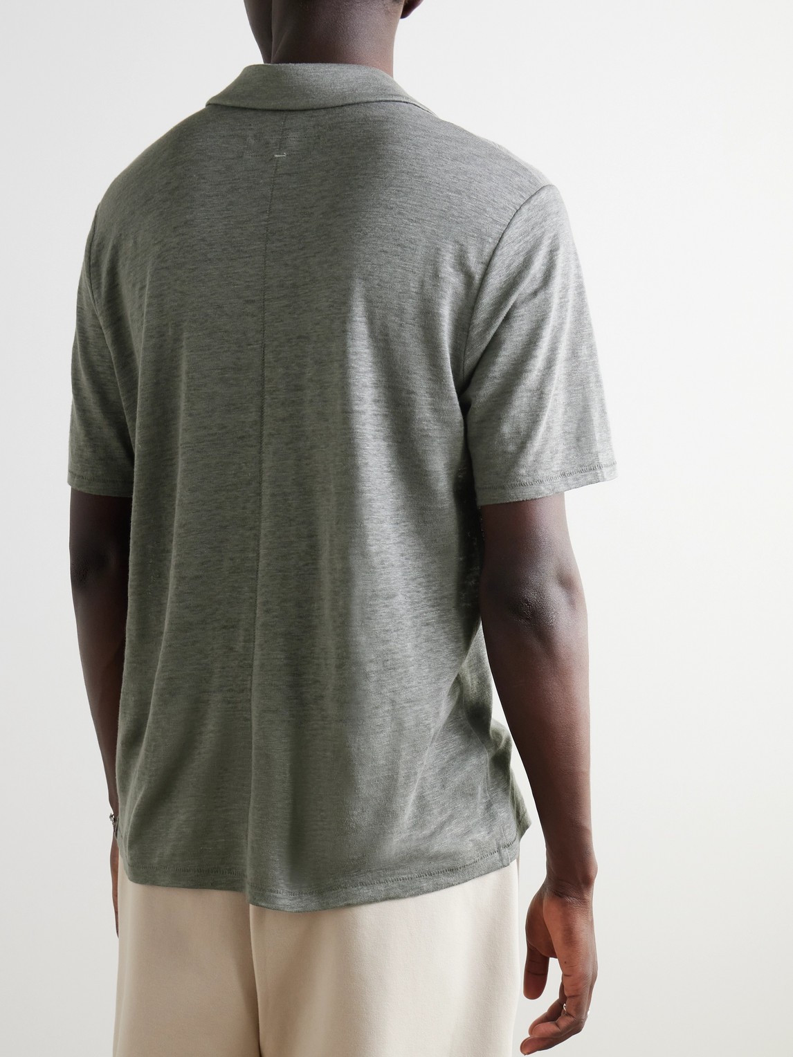 Rag & Bone Johnny Linen Polo Shirt In Gray