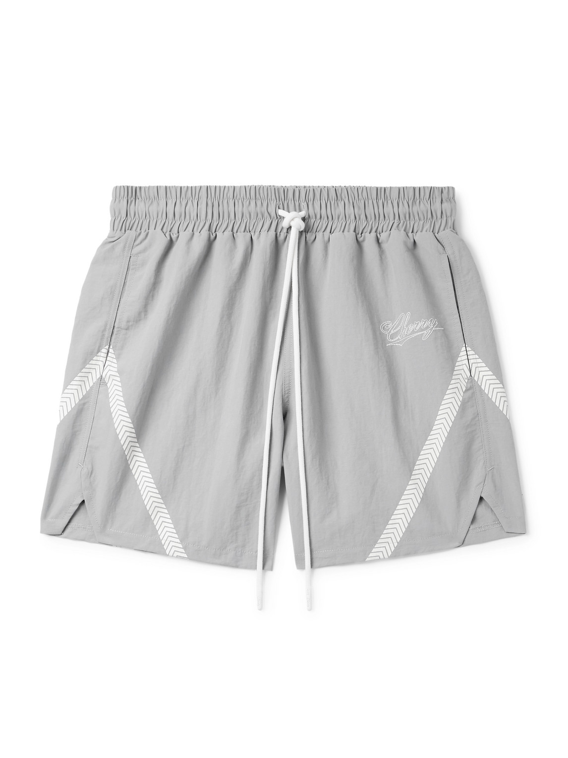 Straight-Leg Logo-Embroidered Striped Shell Drawstring Shorts