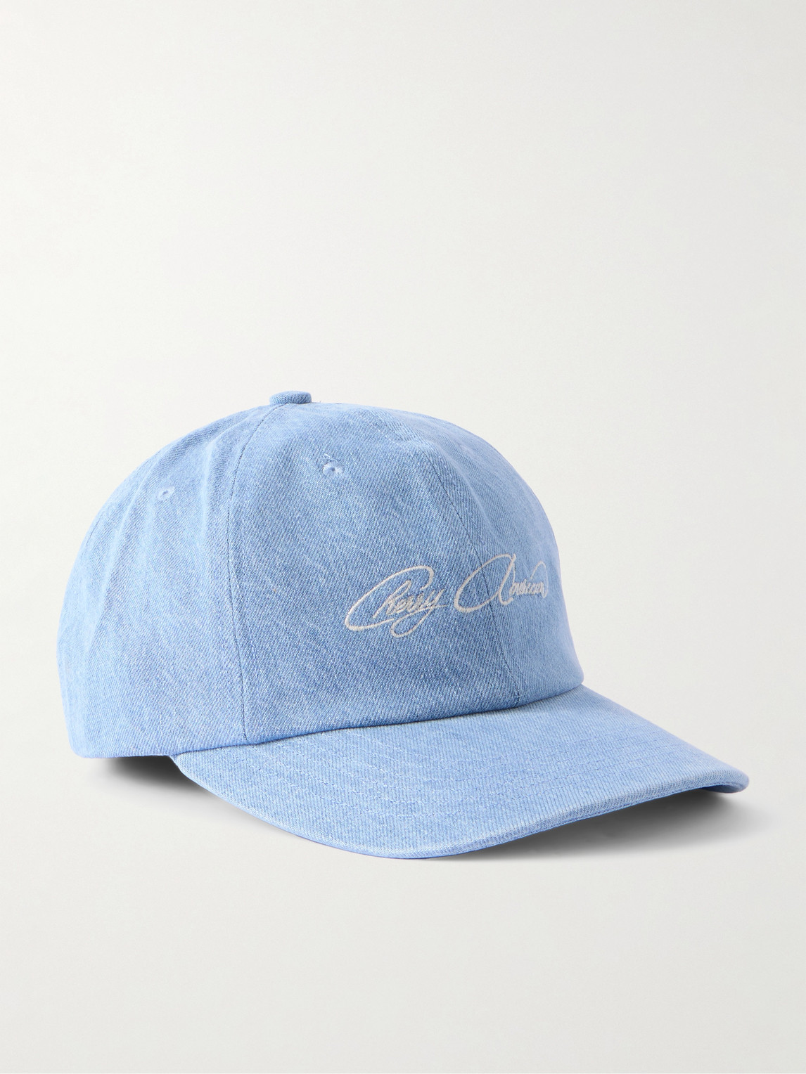 Logo-Embroidered Appliquéd Denim Cap