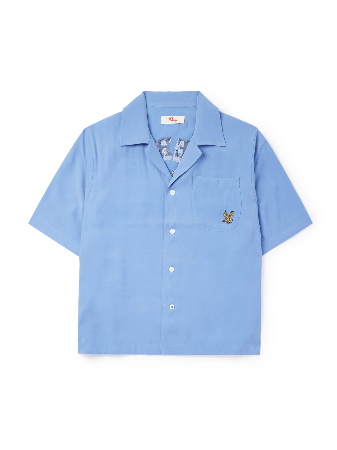 Camp-Collar Embroidered Jersey Shirt