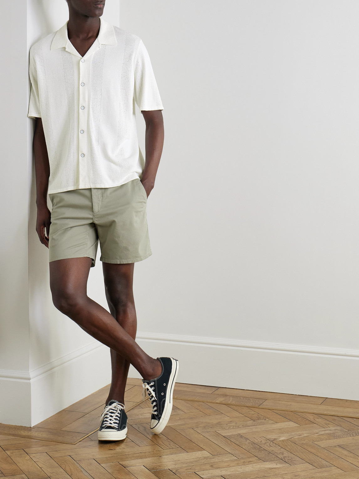 Rag & Bone Straight-leg Cotton-blend Shorts In Green