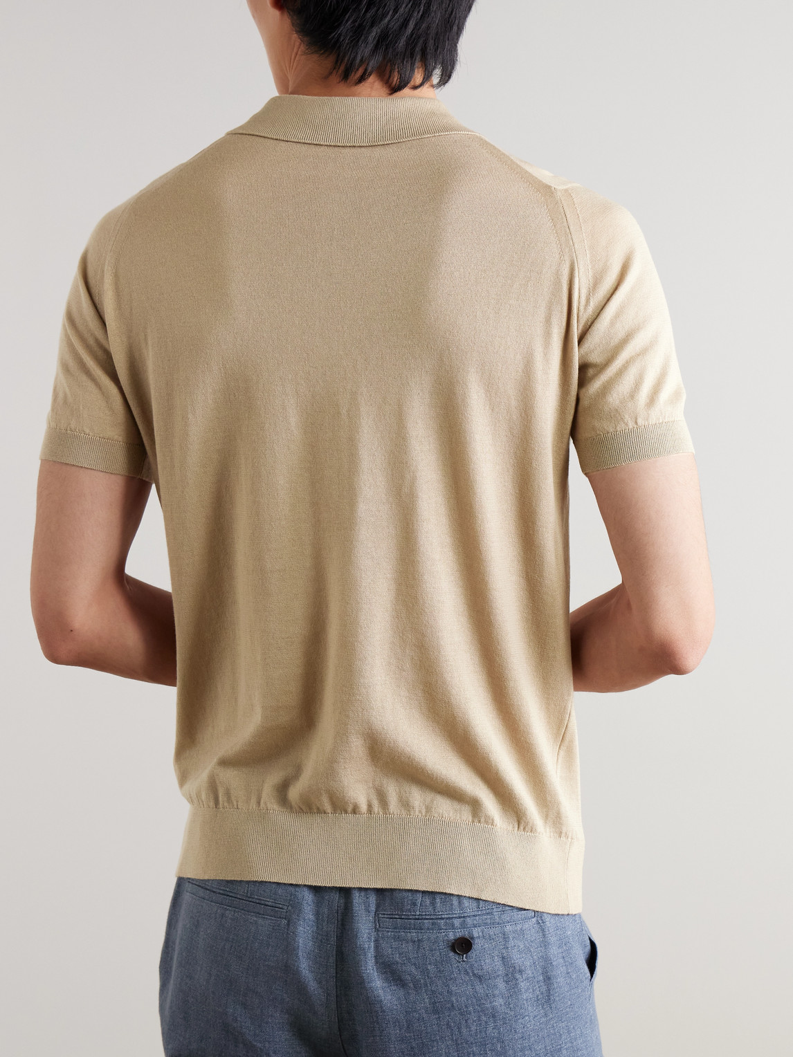 John Smedley Mens Flax Elias Short-sleeves Cotton And Cashmere Polo Shirt