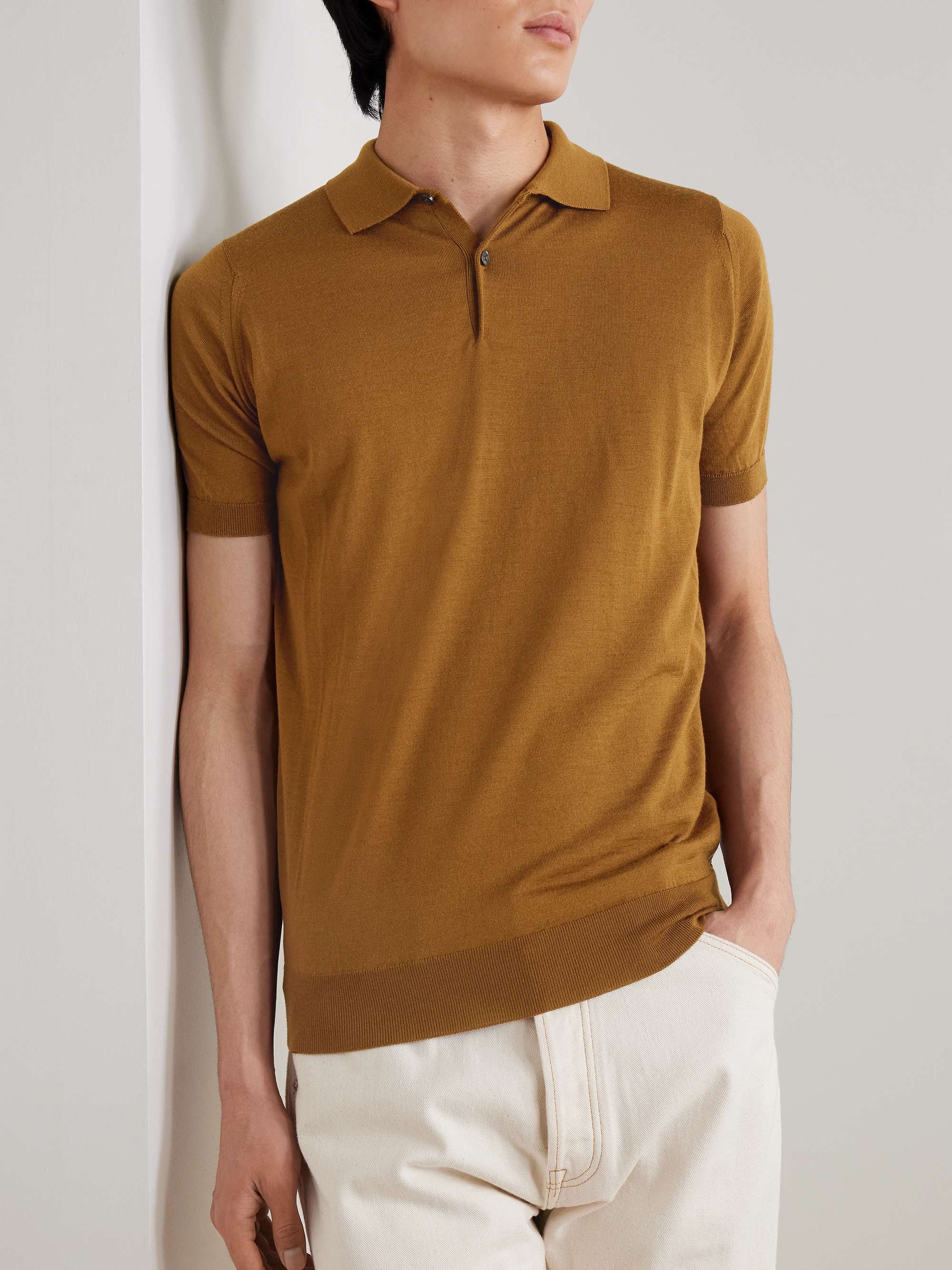 JOHN SMEDLEY Payton Slim-Fit Merino Wool Polo Shirt