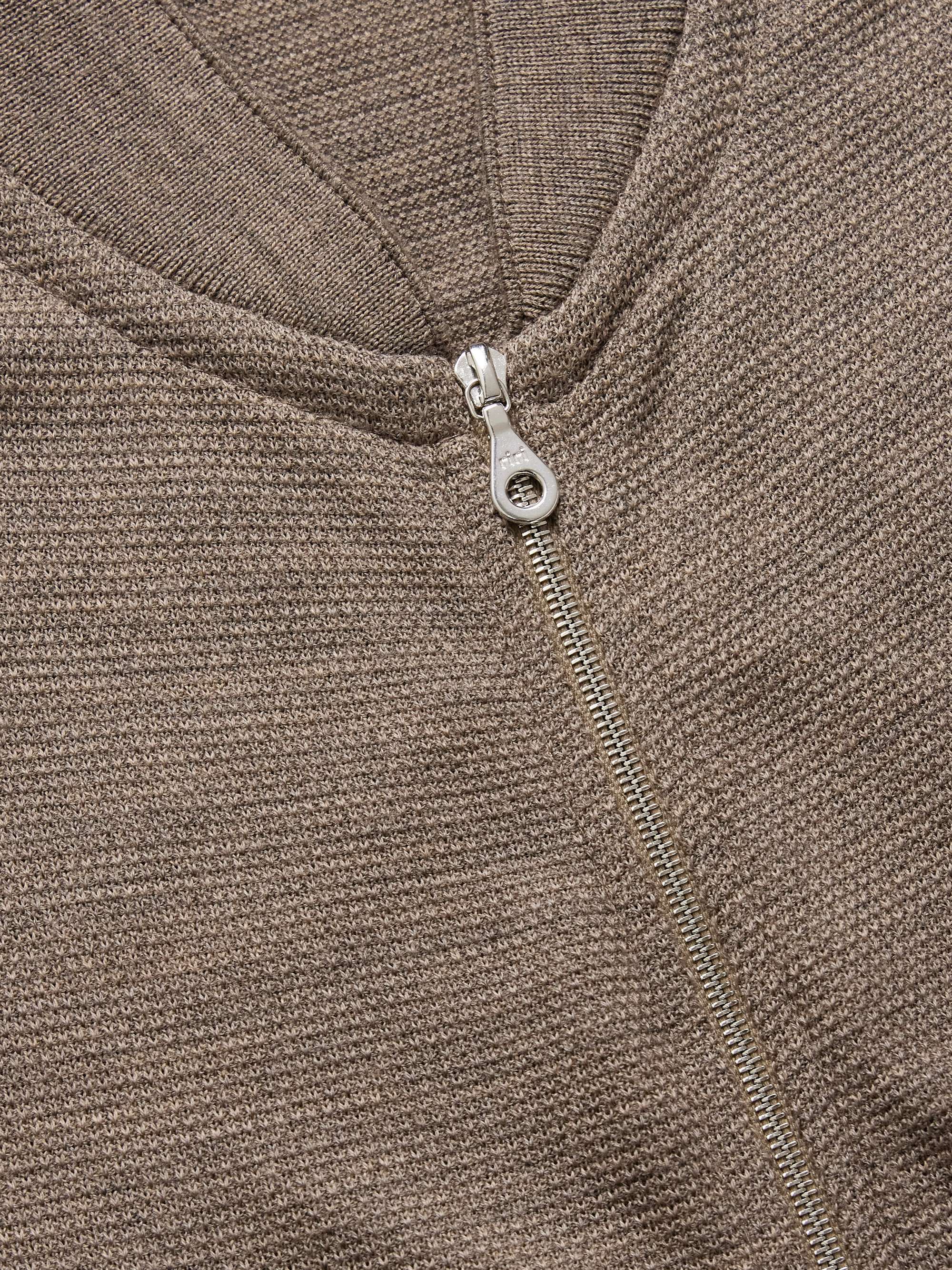 JOHN SMEDLEY Honeycomb-Knit Merino Wool Zip-Up Cardigan