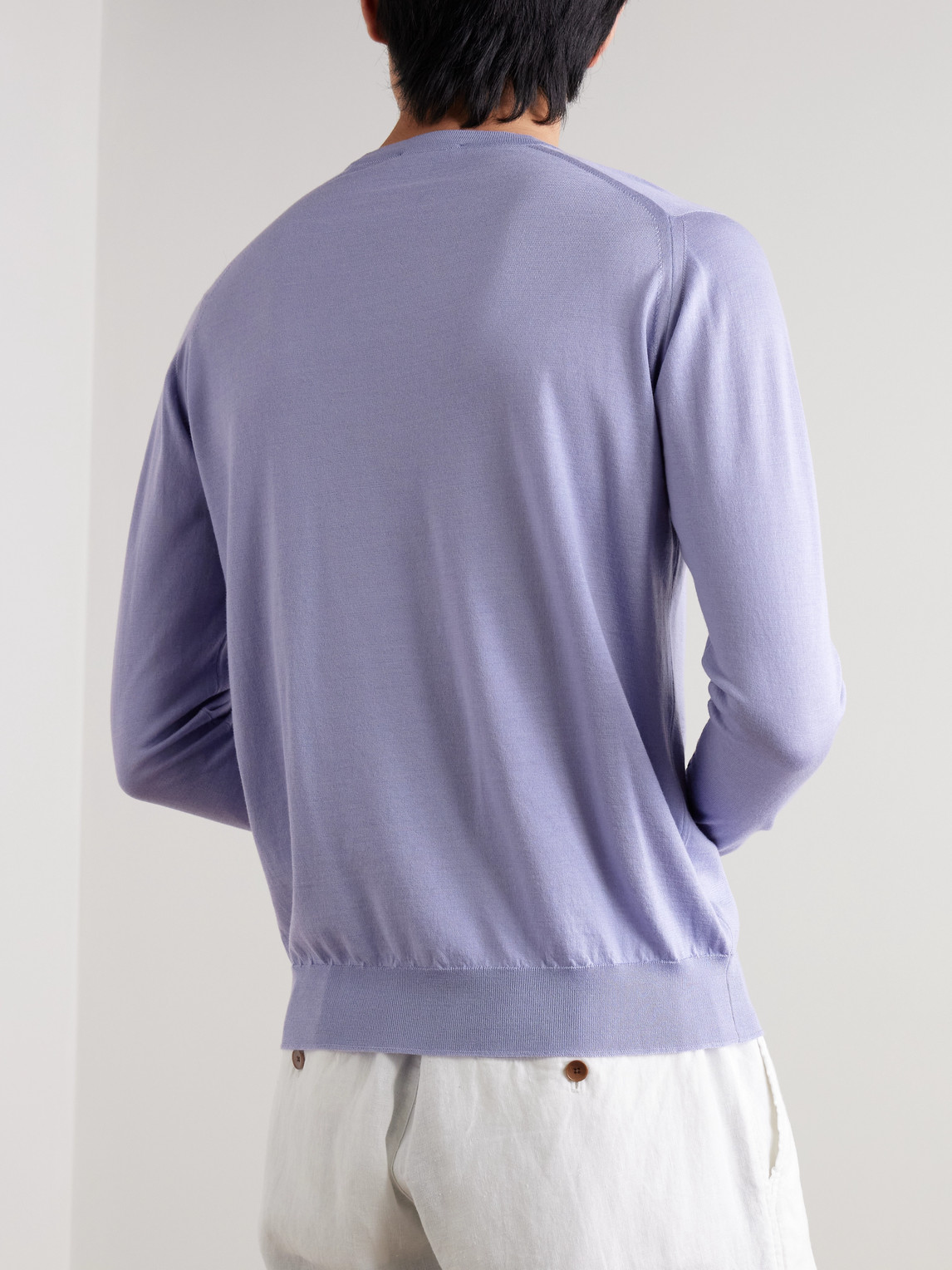 John Smedley Darley Merino Wool And Sea Island Cotton-blend Gauze Sweater In Purple