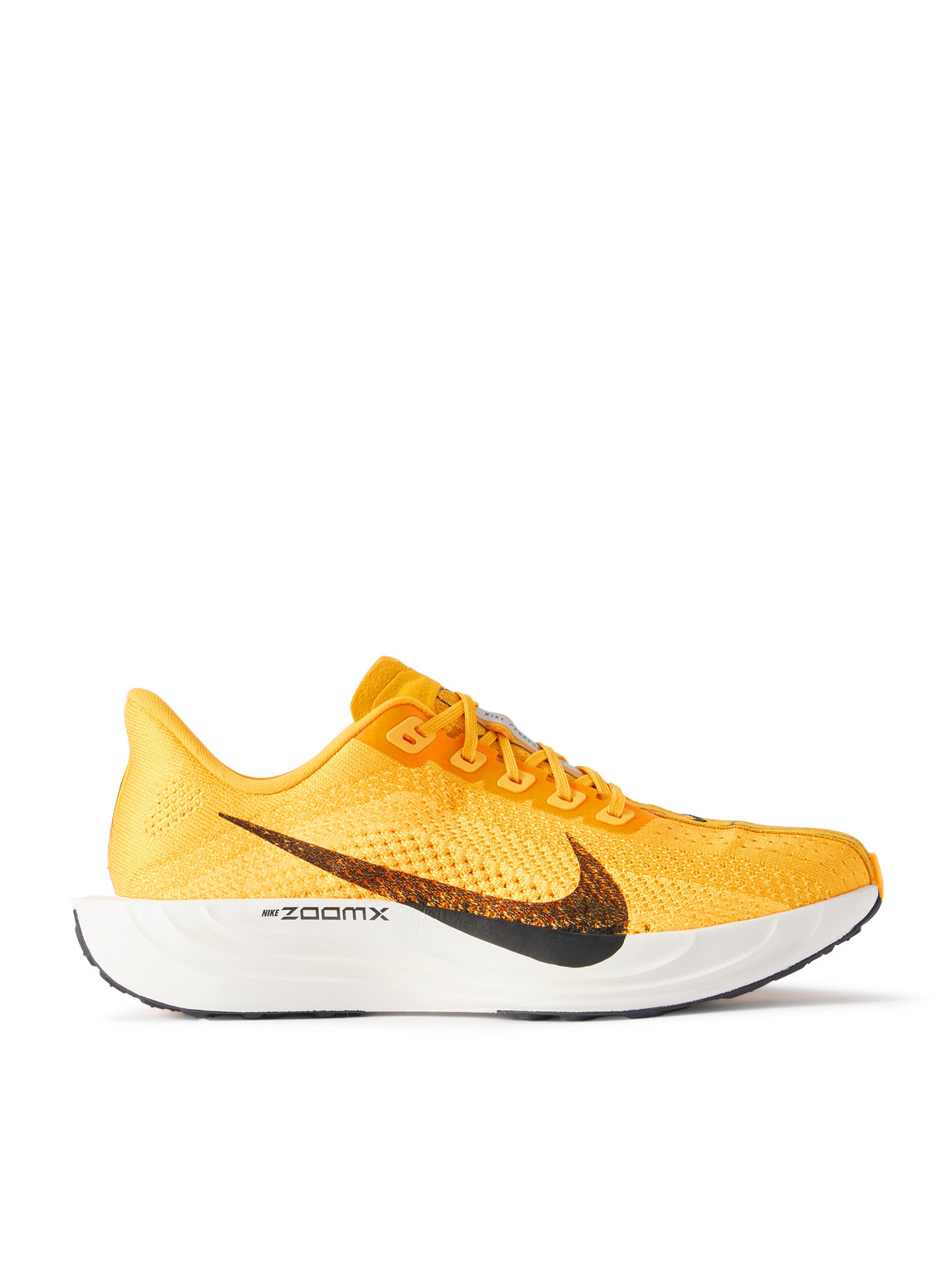 Nike Pegasus Plus Lv8 Logo-print Flyknit Running Sneakers In Yellow