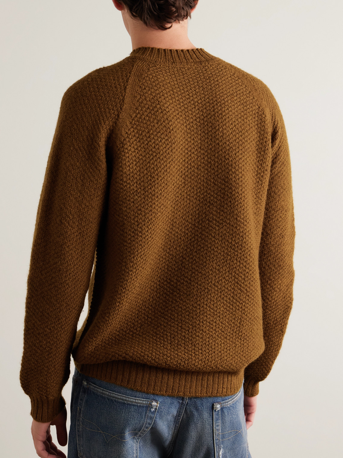 John Smedley Textured-knit Wool Sweater In Orange