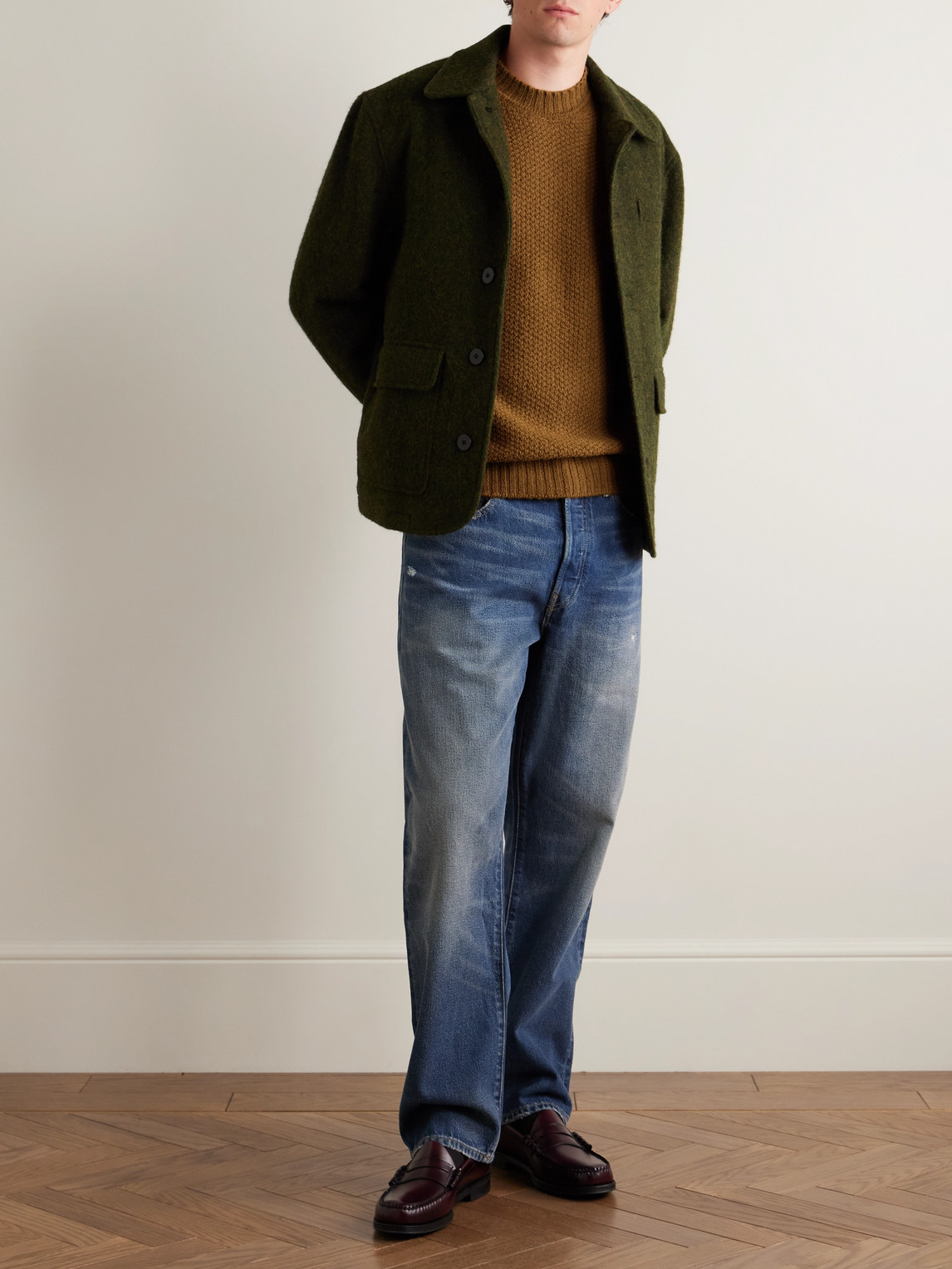 John Smedley Textured-knit Wool Sweater In Orange