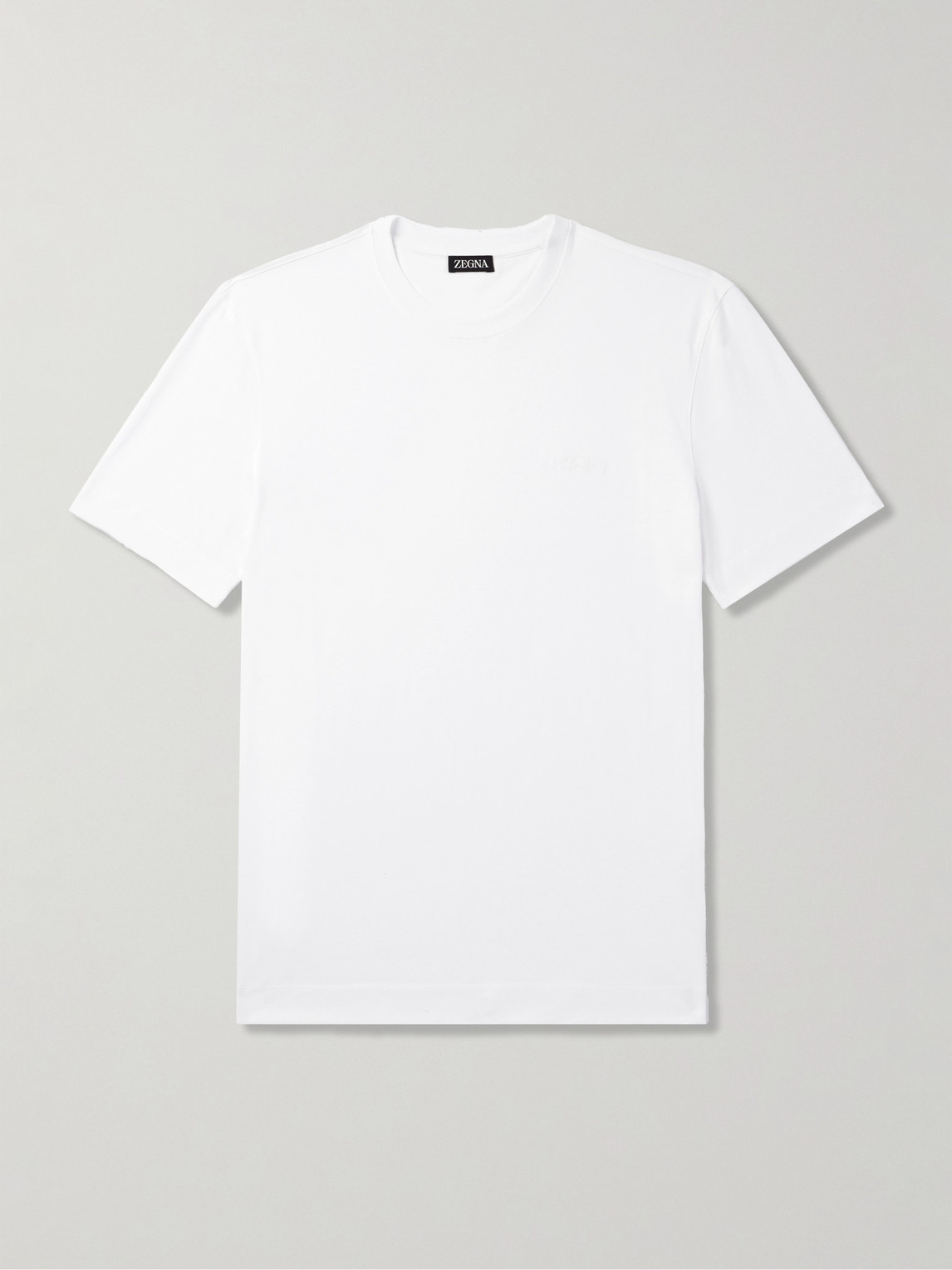 Zegna Slim-fit Logo-embroidered Cotton-jersey T-shirt In White