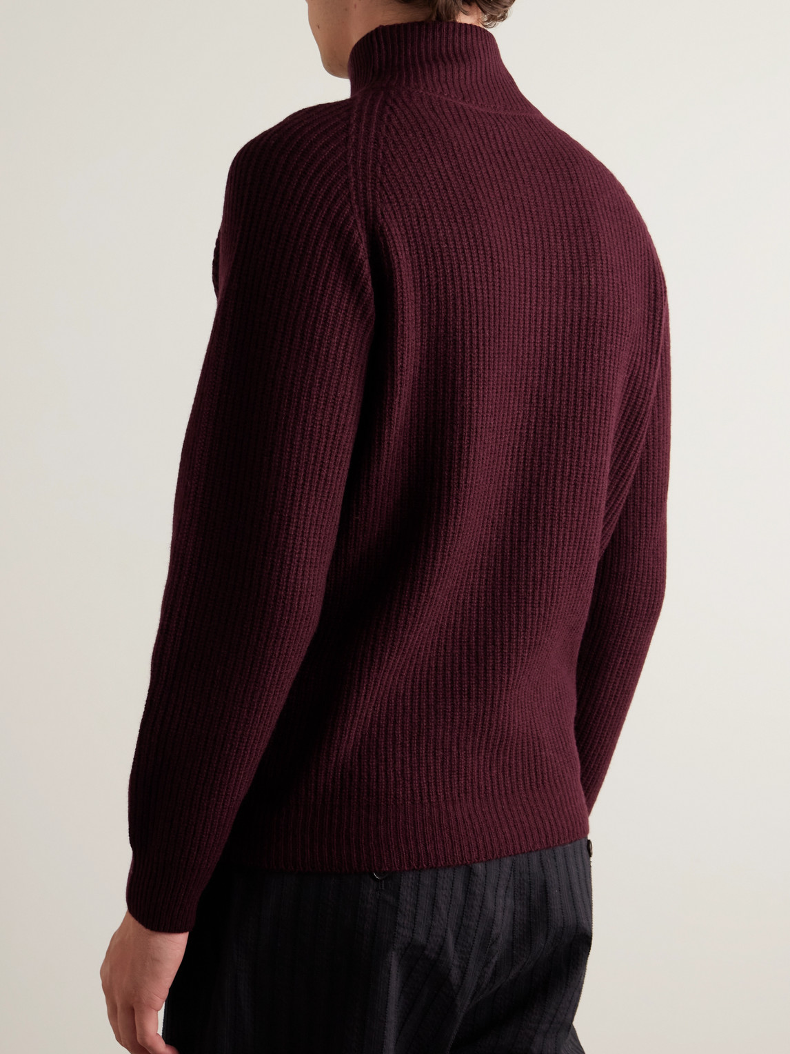 Ryker Ribbed Recycled-Cashmere And Wool-Blend Half-Zip Sweater