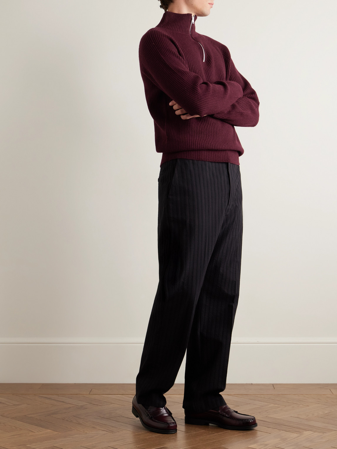 Ryker Ribbed Recycled-Cashmere And Wool-Blend Half-Zip Sweater