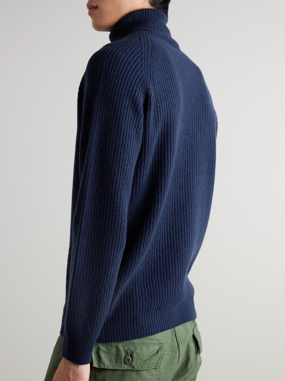 John Smedley Auckland Recycled-cashmere And Wool-blend Rollneck Sweater In Blue