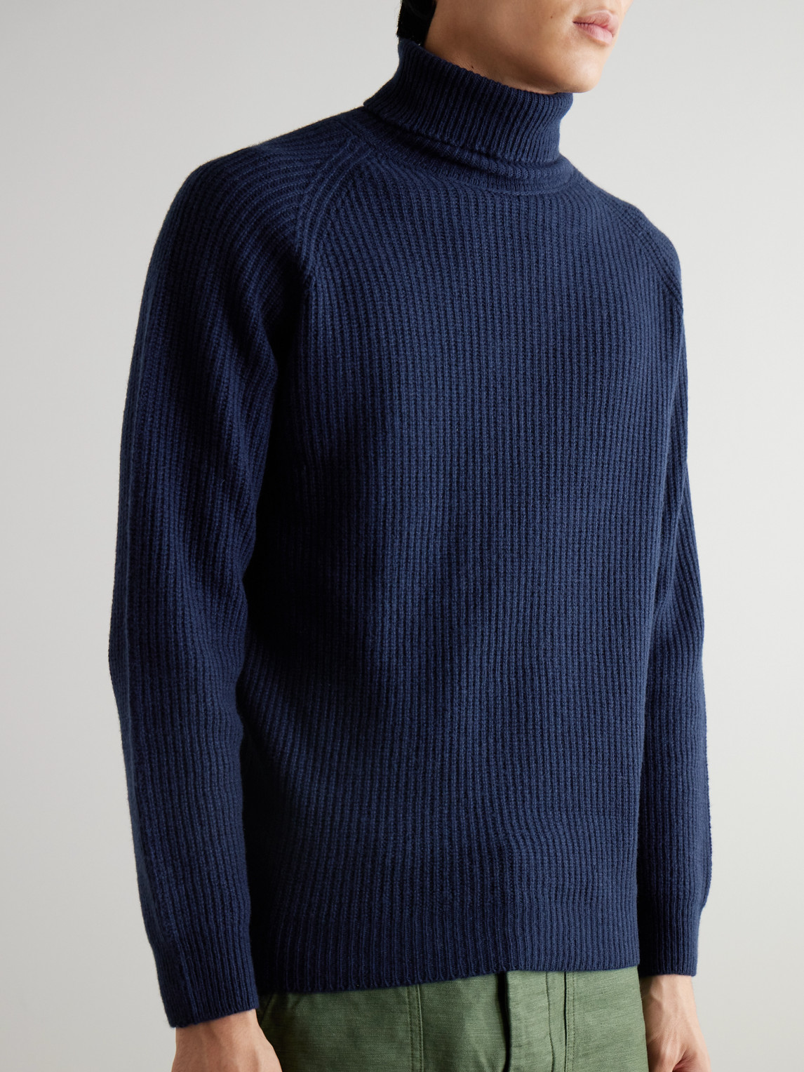 John Smedley Auckland Recycled-cashmere And Wool-blend Rollneck Sweater In Blue