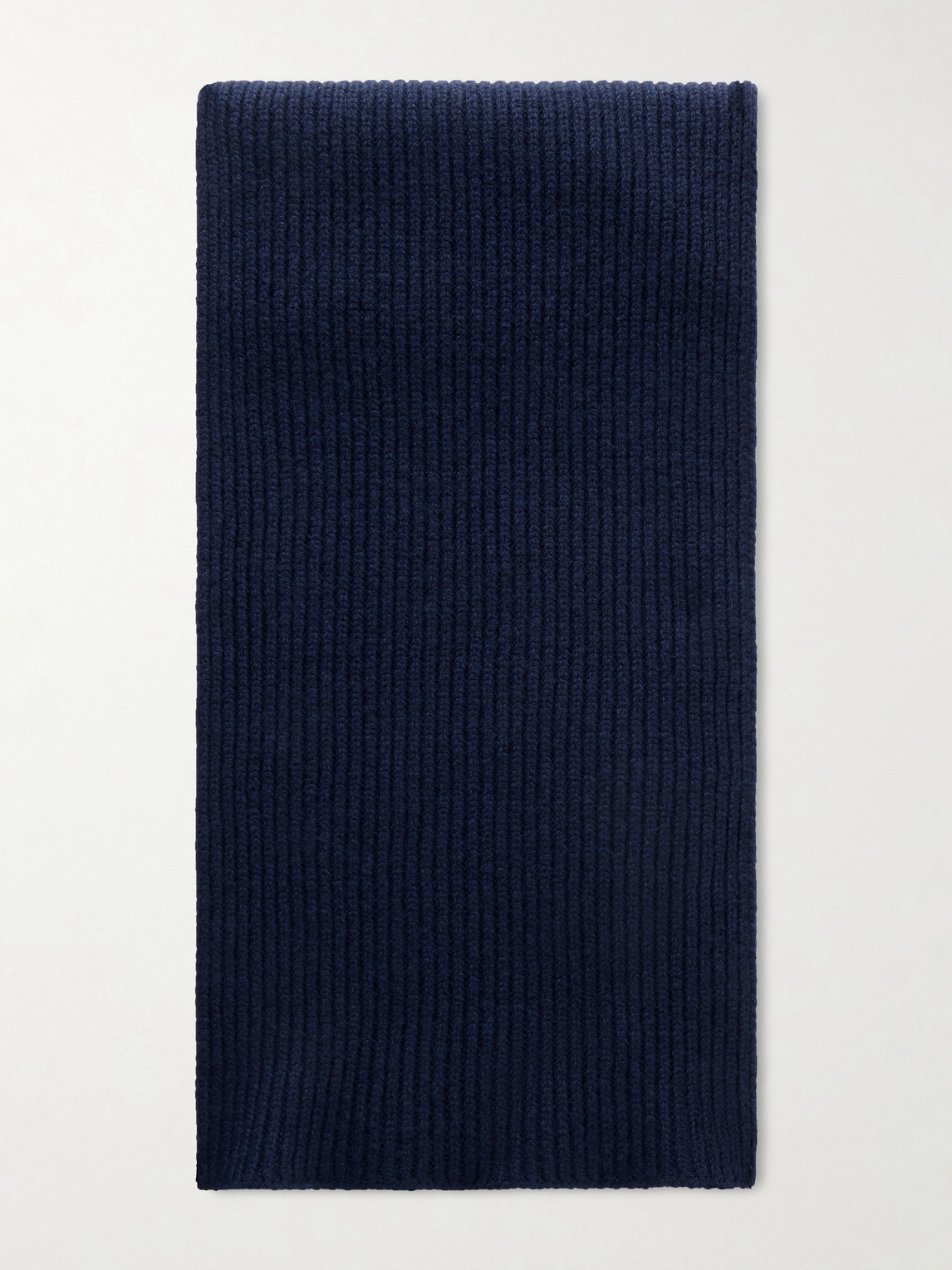 John Smedley Stark Ribbed Recycled-cashmere And Merino Wool-blend Scarf In Blue