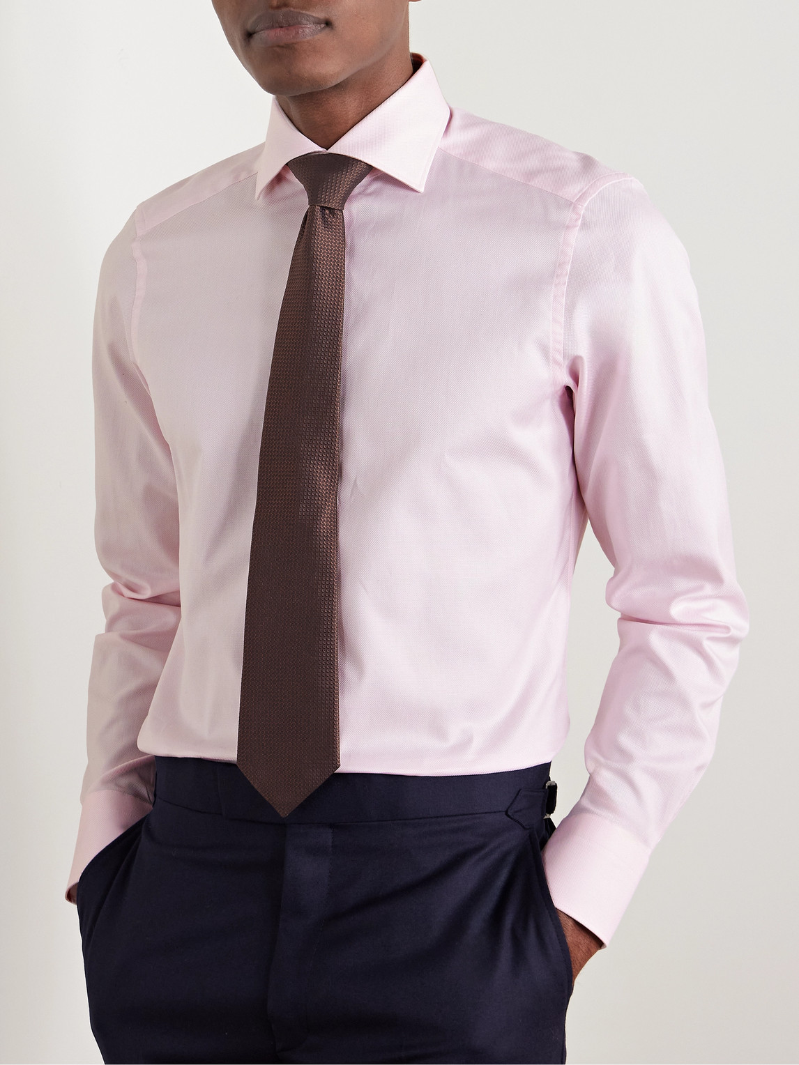 Cutaway-Collar Cotton-Piqué Shirt