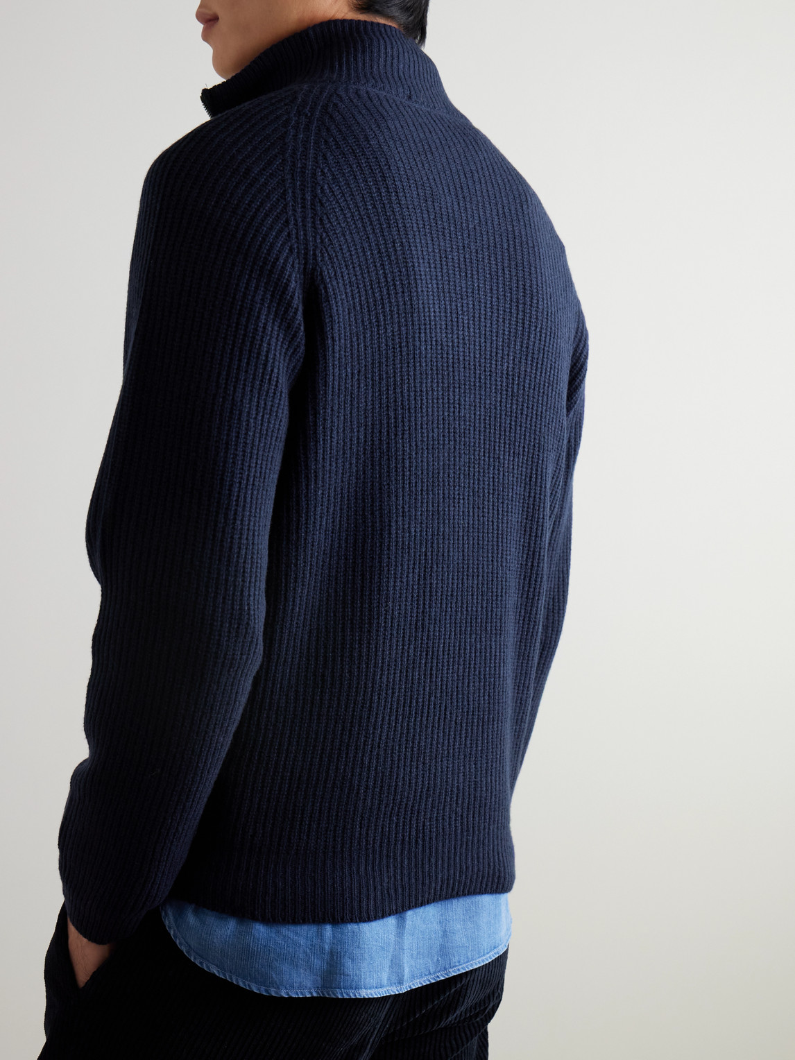 Ryker Ribbed Recycled-Cashmere And Wool-Blend Half-Zip Sweater