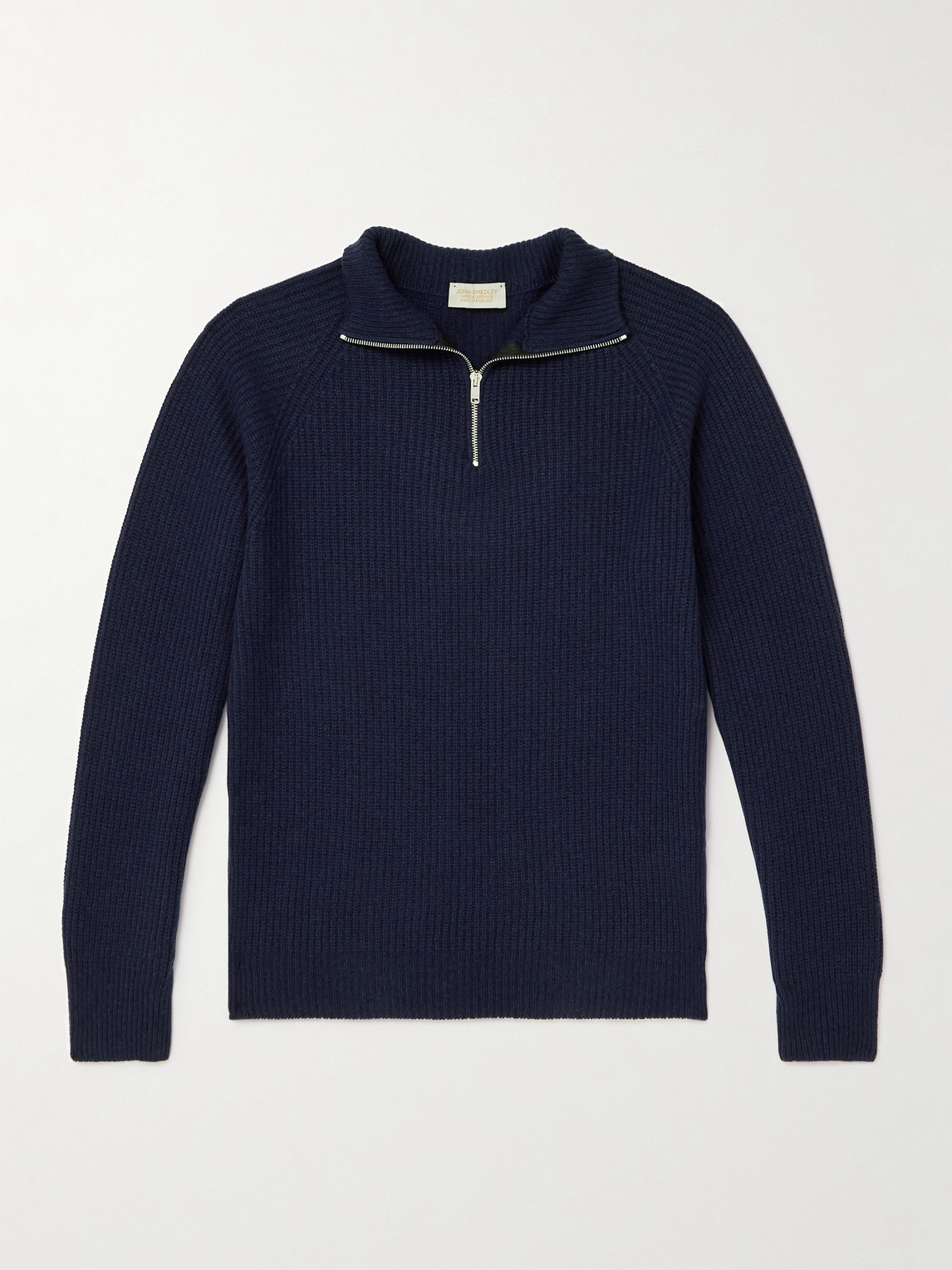 John Smedley Ryker Ribbed Recycled-Cashmere and Wool-Blend Half-Zip weater - Men