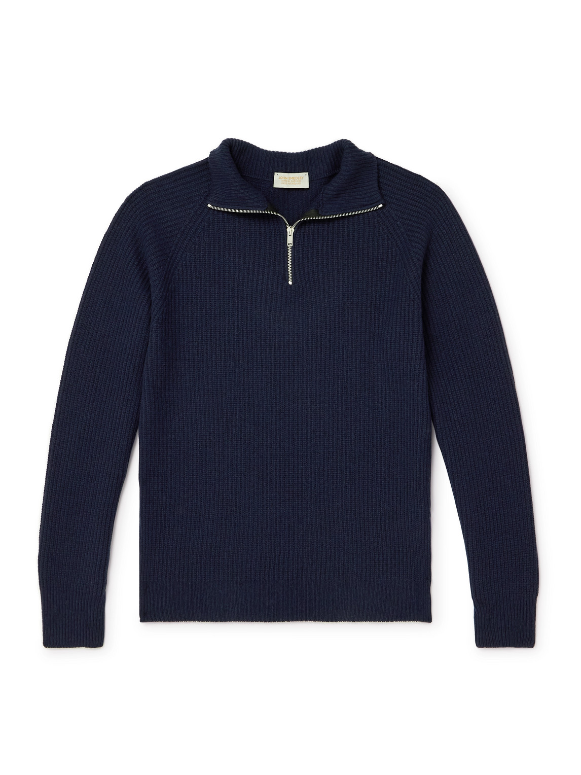 John Smedley Ryker Ribbed Recycled-cashmere And Wool-blend Half-zip Sweater In Black